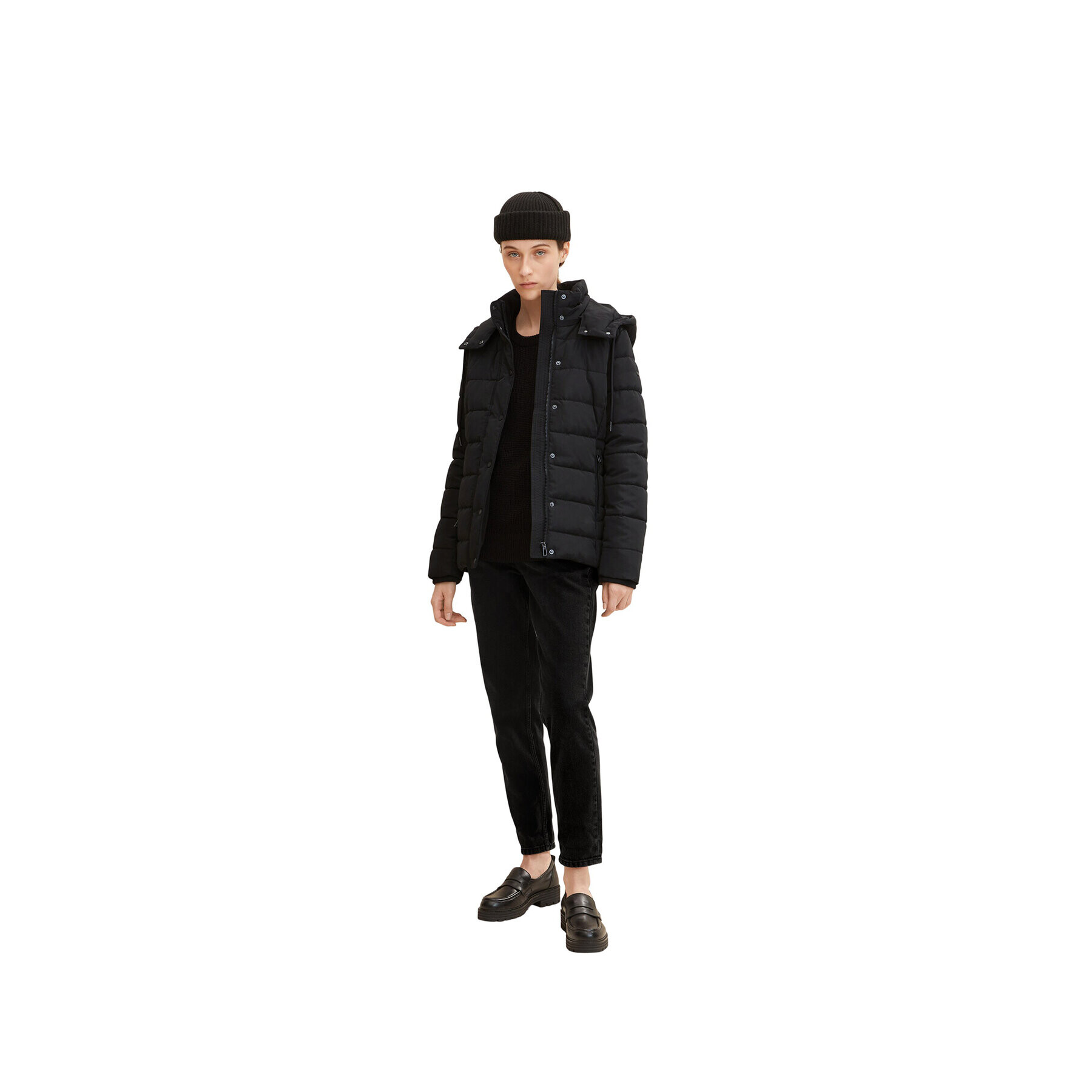 Tom Tailor Пухено яке 1032480 Черен Regular Fit - Pepit.bg