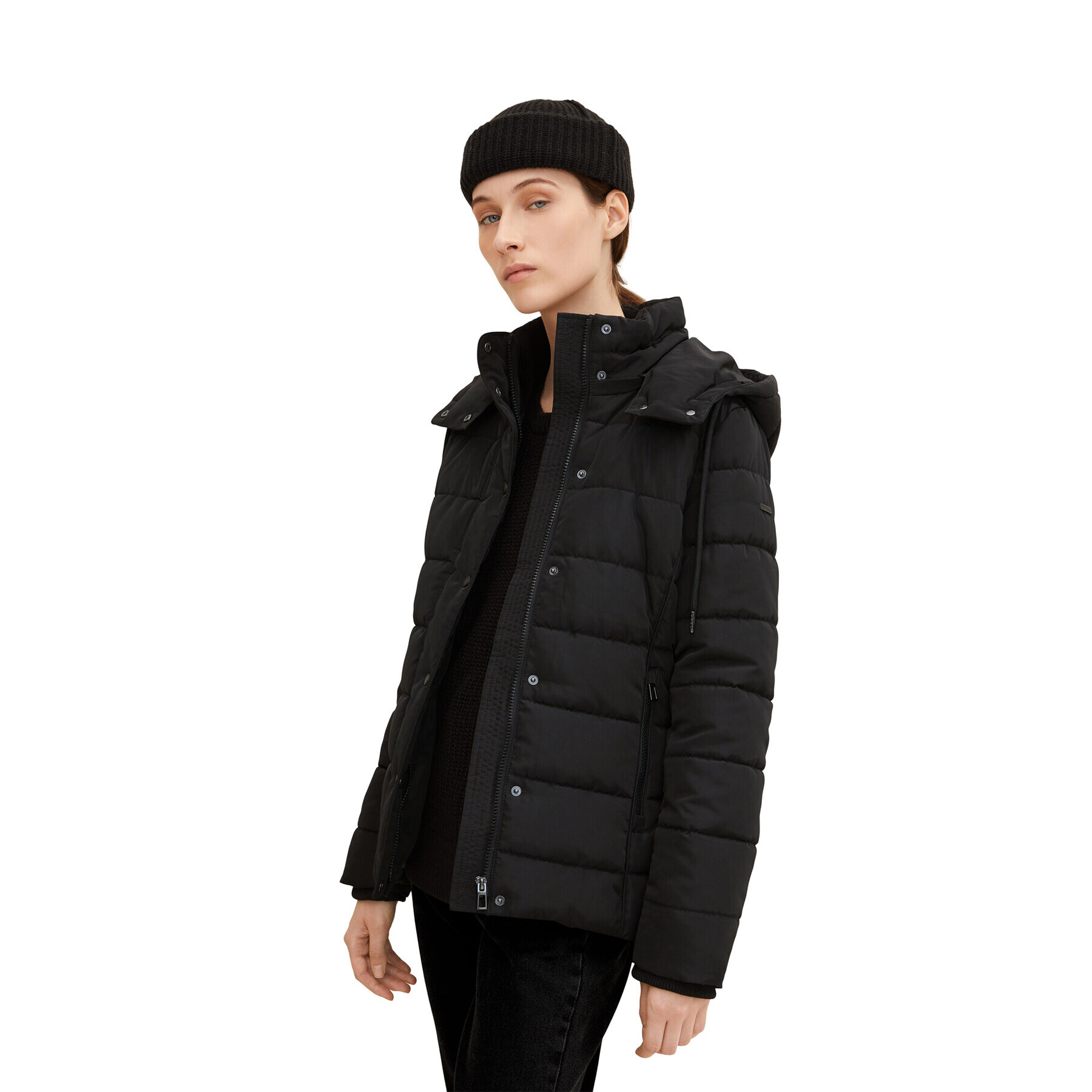 Tom Tailor Пухено яке 1032480 Черен Regular Fit - Pepit.bg