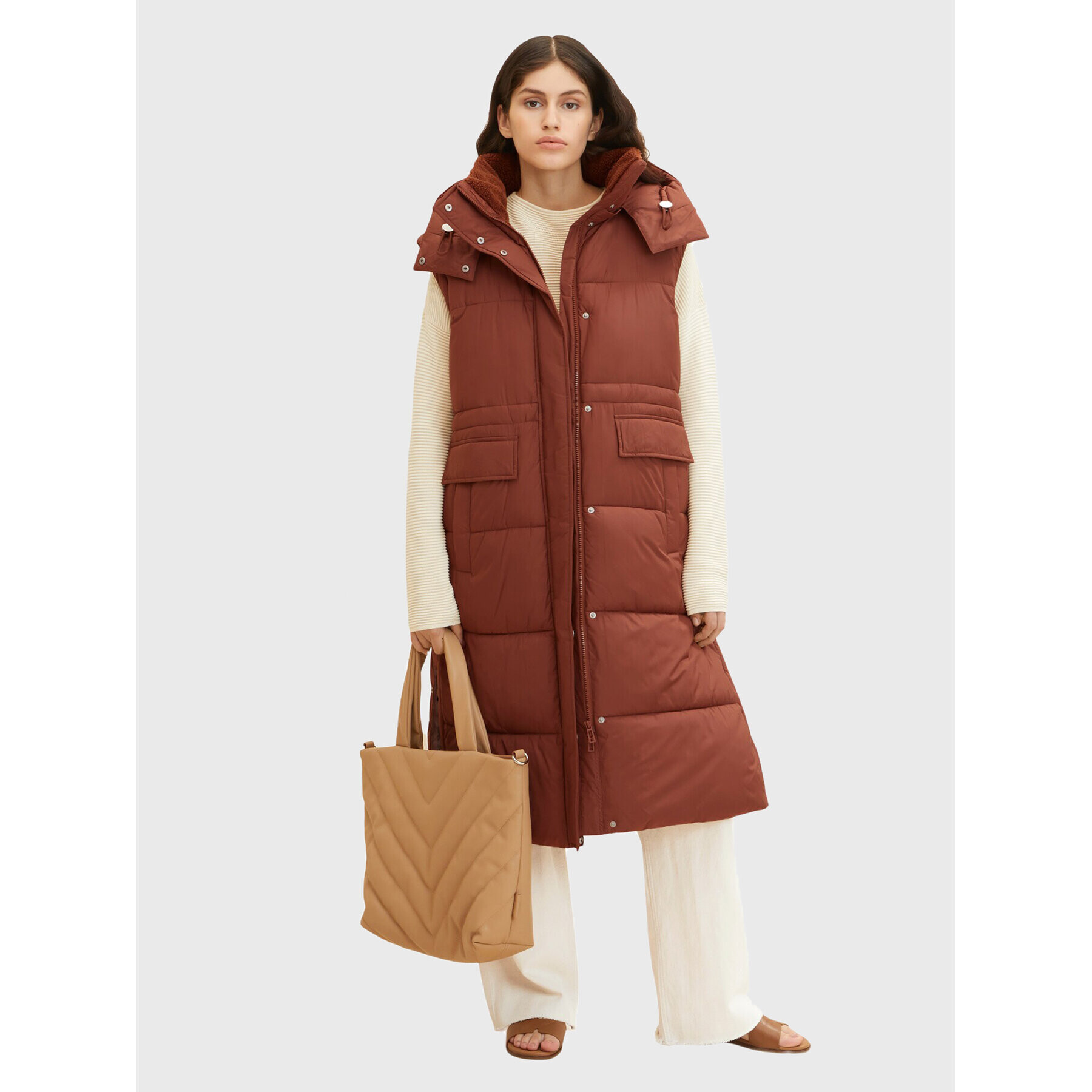Tom Tailor Пухено яке 1032504 Кафяв Regular Fit - Pepit.bg