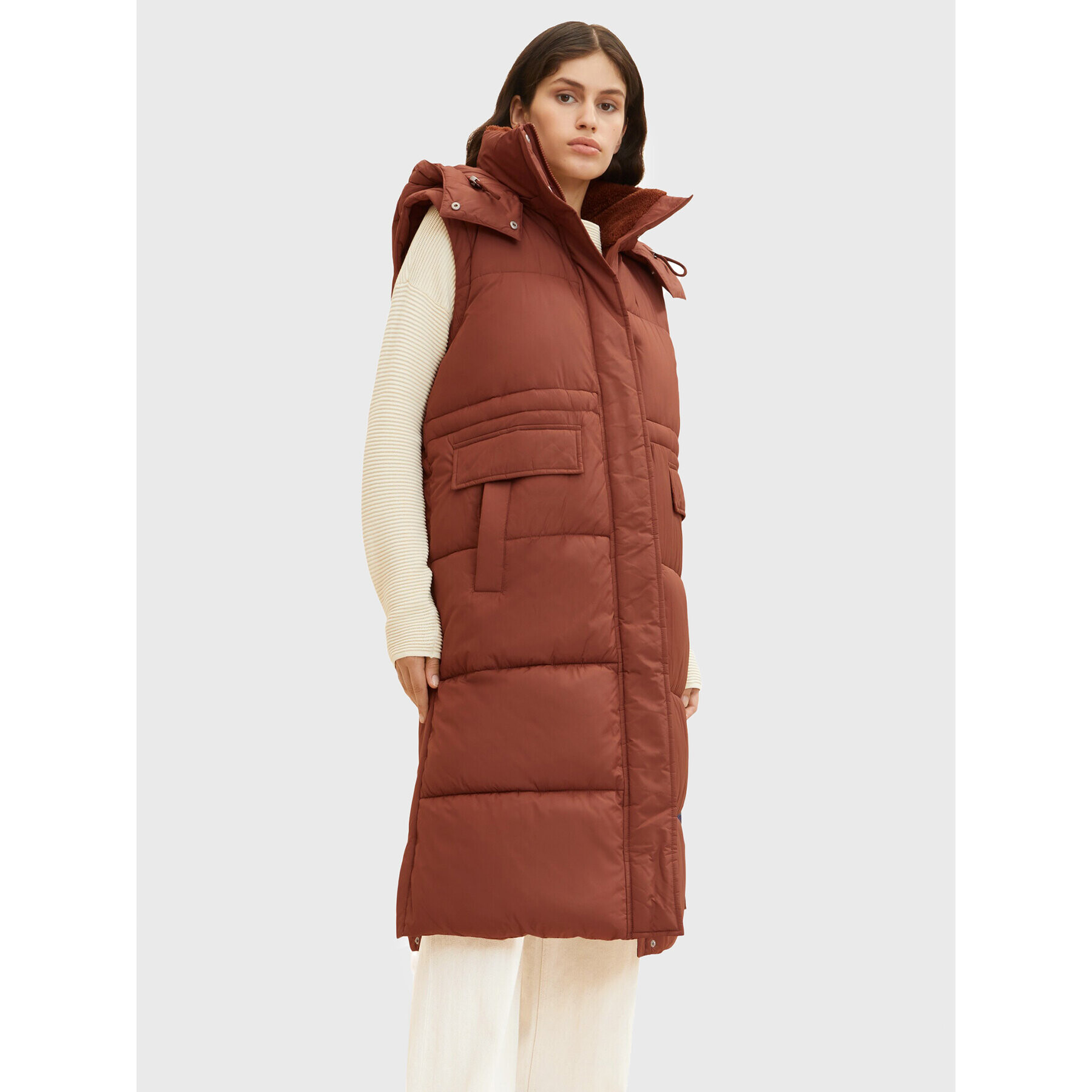 Tom Tailor Пухено яке 1032504 Кафяв Regular Fit - Pepit.bg