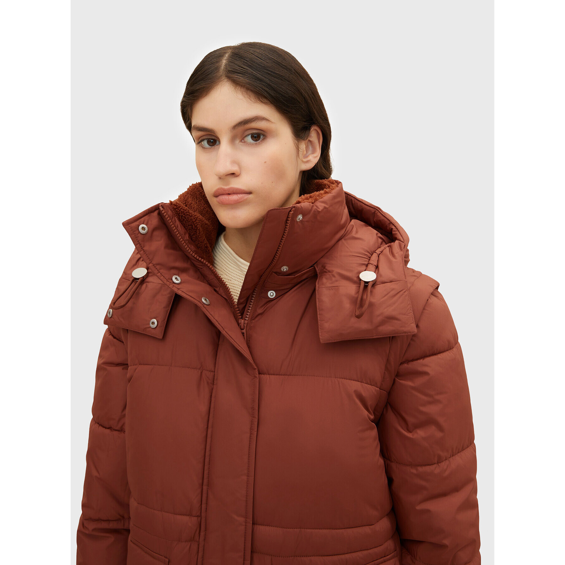 Tom Tailor Пухено яке 1032504 Кафяв Regular Fit - Pepit.bg
