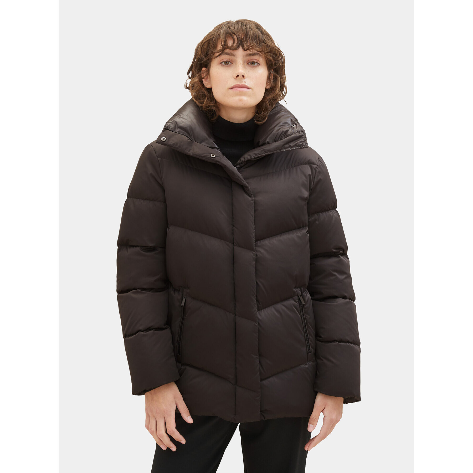 Tom Tailor Пухено яке 1037572 Черен Regular Fit - Pepit.bg