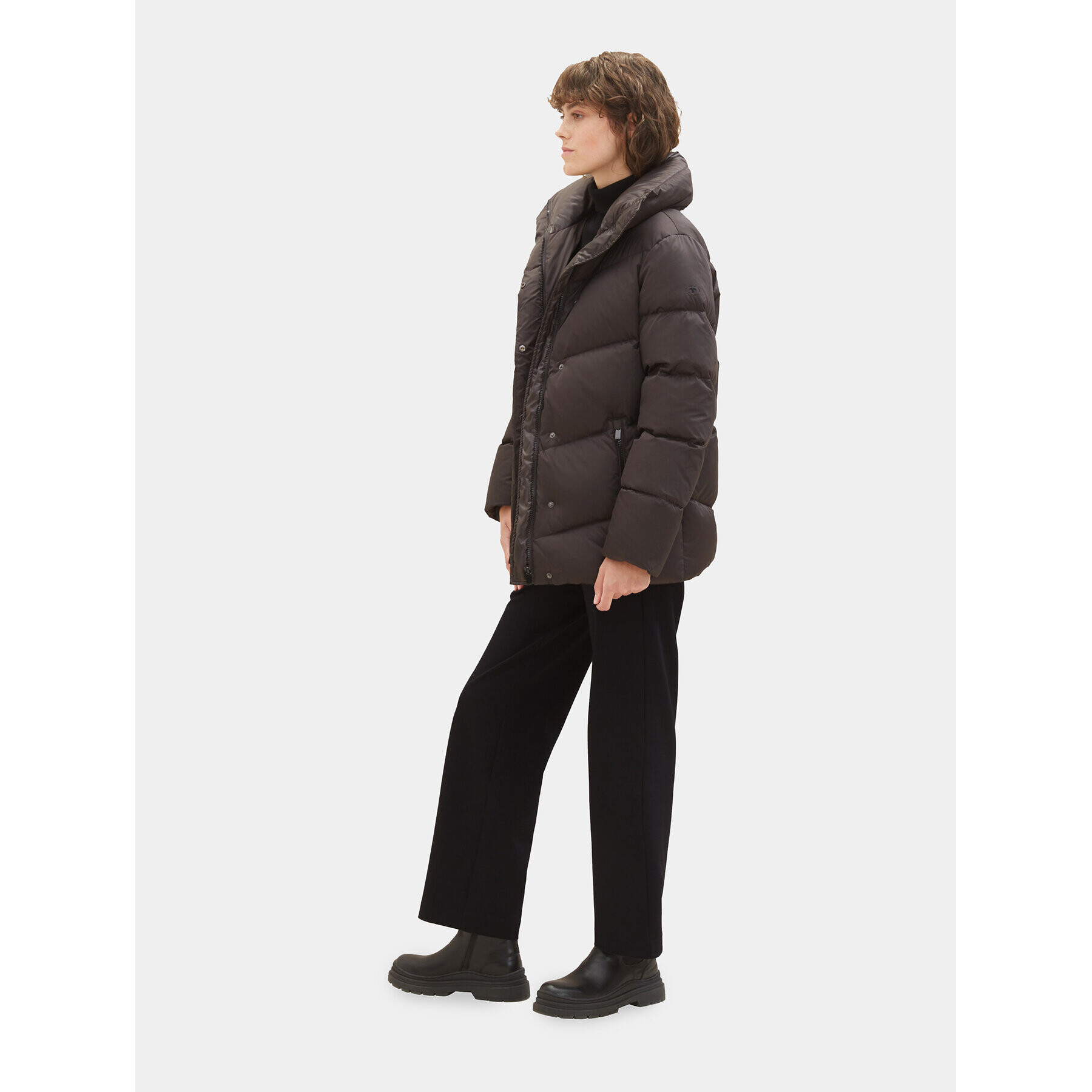 Tom Tailor Пухено яке 1037572 Черен Regular Fit - Pepit.bg