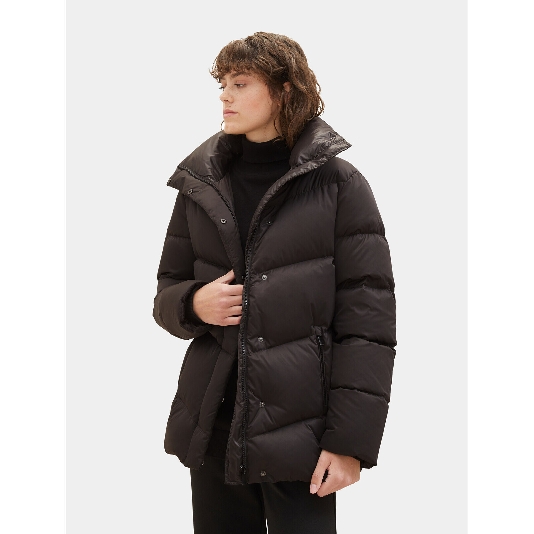 Tom Tailor Пухено яке 1037572 Черен Regular Fit - Pepit.bg