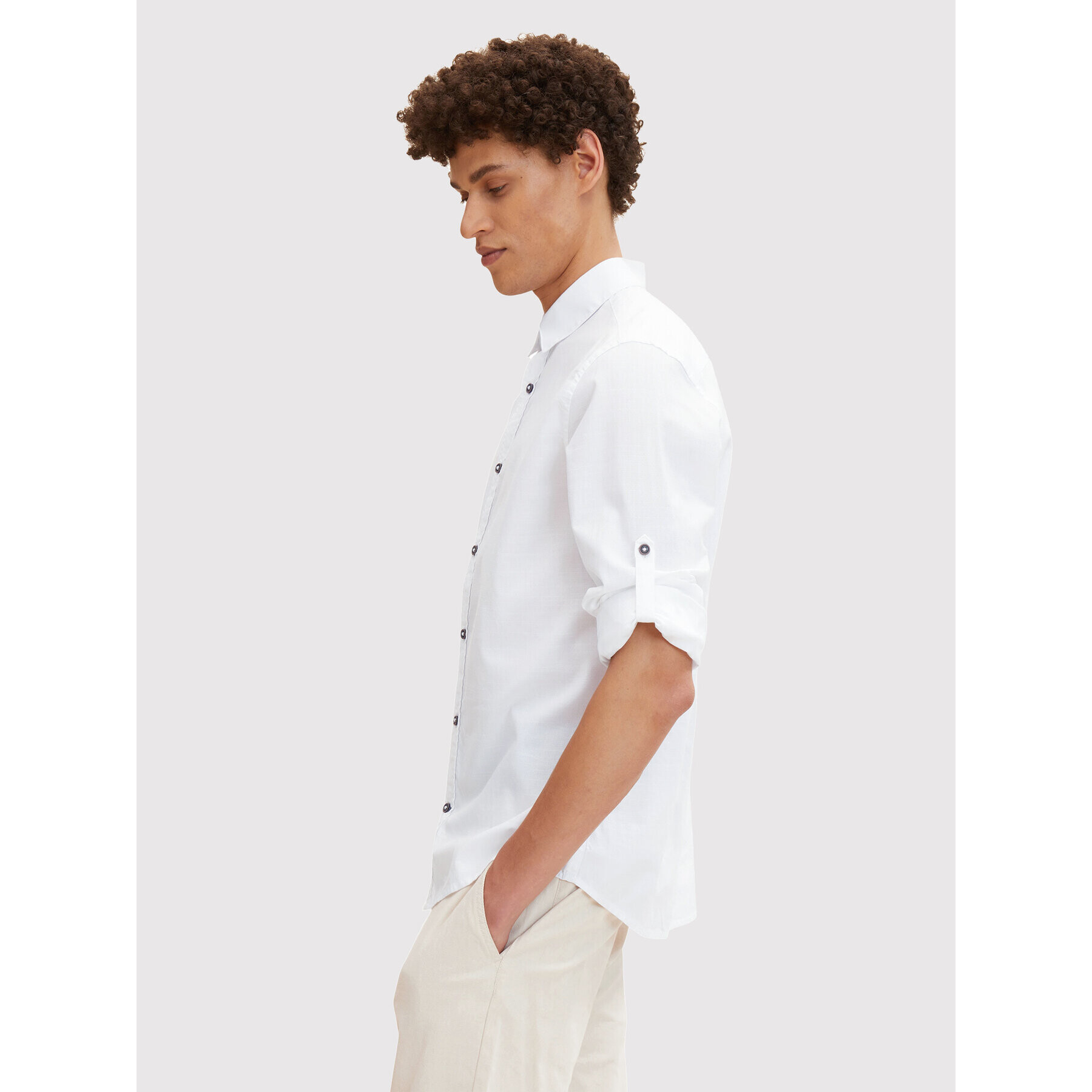 Tom Tailor Denim Риза 1031056 Бял Fitted Fit - Pepit.bg