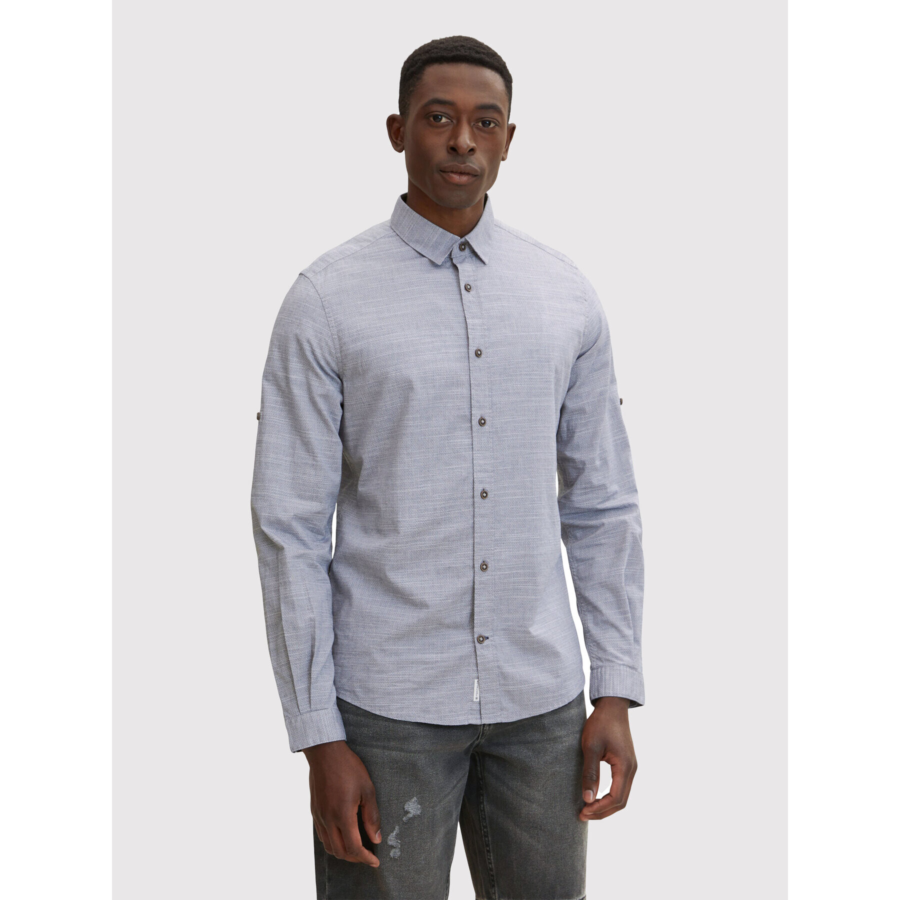Tom Tailor Denim Риза 1031056 Сив Fitted Fit - Pepit.bg