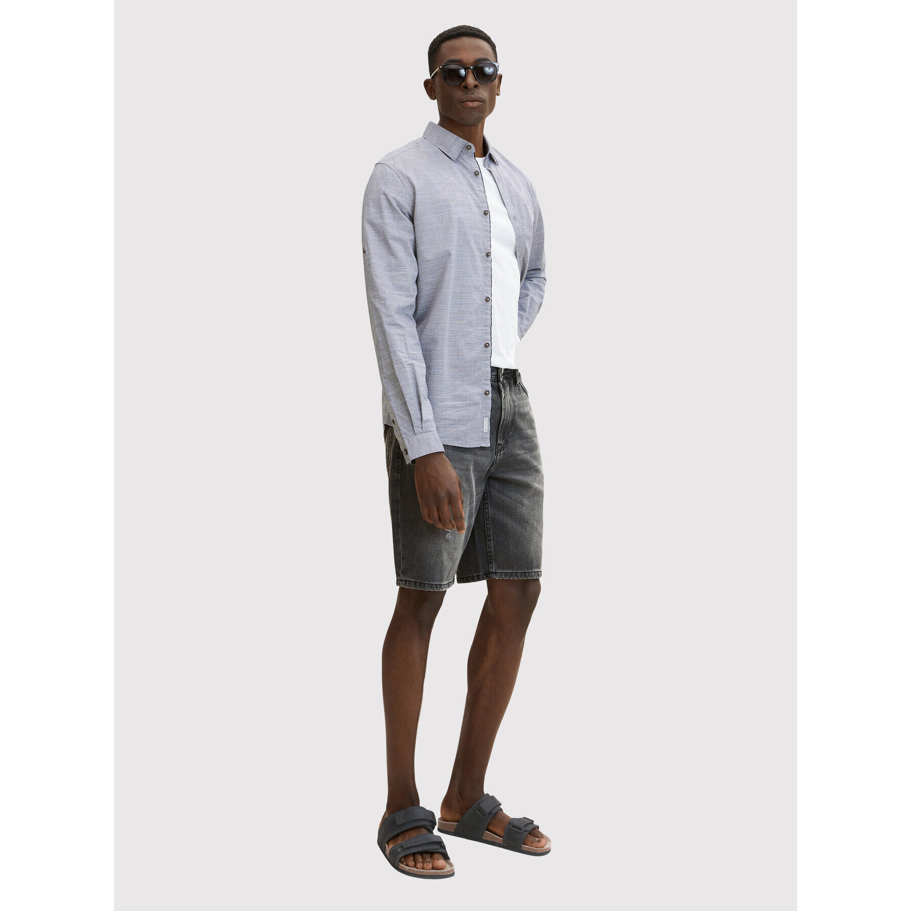 Tom Tailor Denim Риза 1031056 Сив Fitted Fit - Pepit.bg