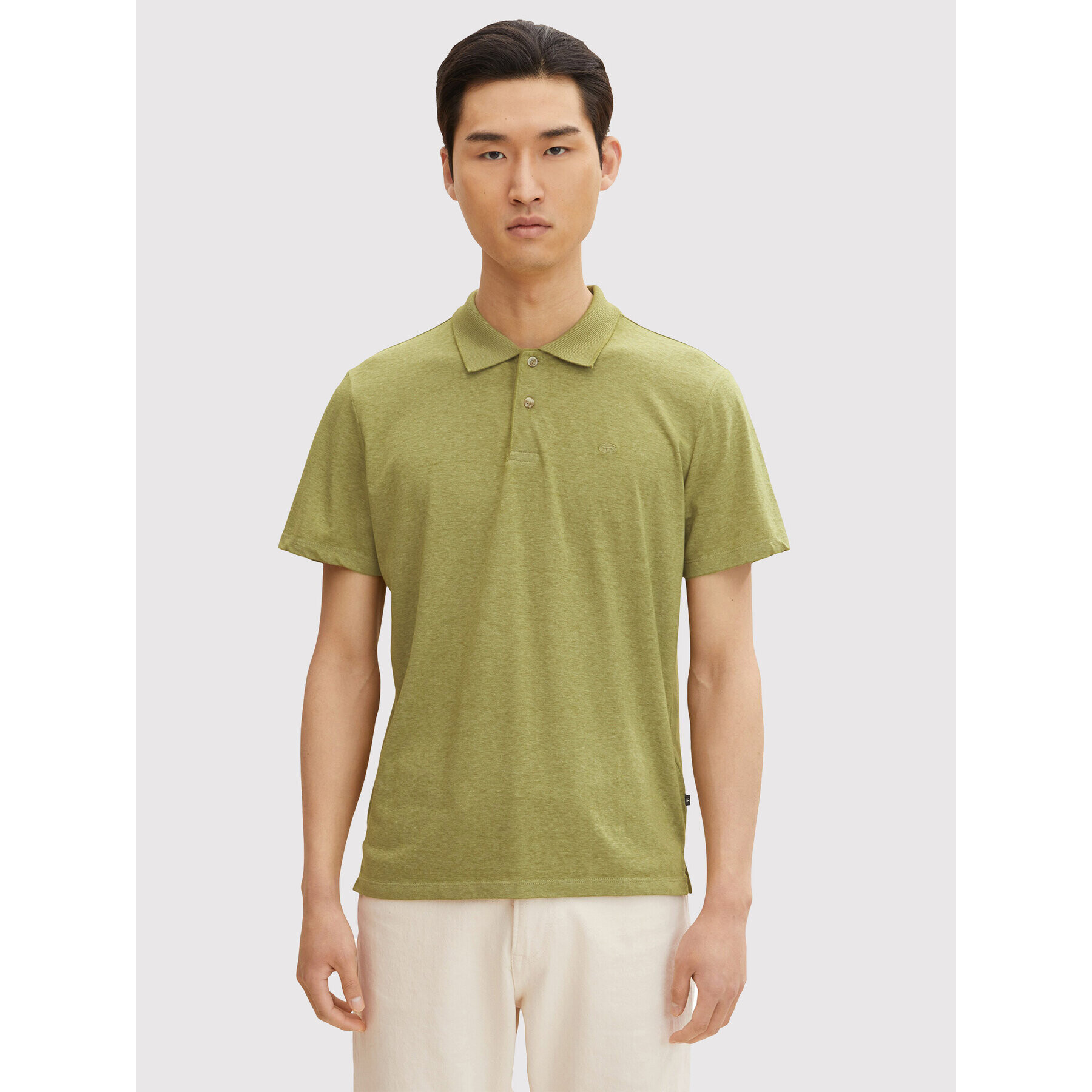 Tom Tailor Тениска с яка и копчета 1031653 Зелен Regular Fit - Pepit.bg