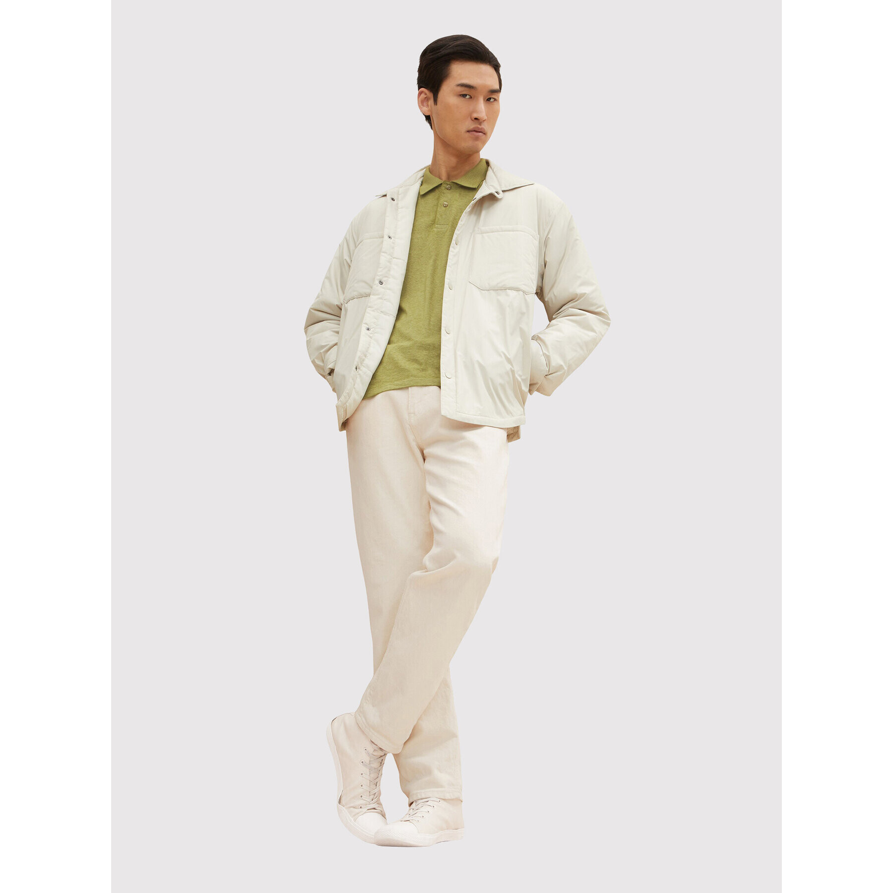 Tom Tailor Тениска с яка и копчета 1031653 Зелен Regular Fit - Pepit.bg