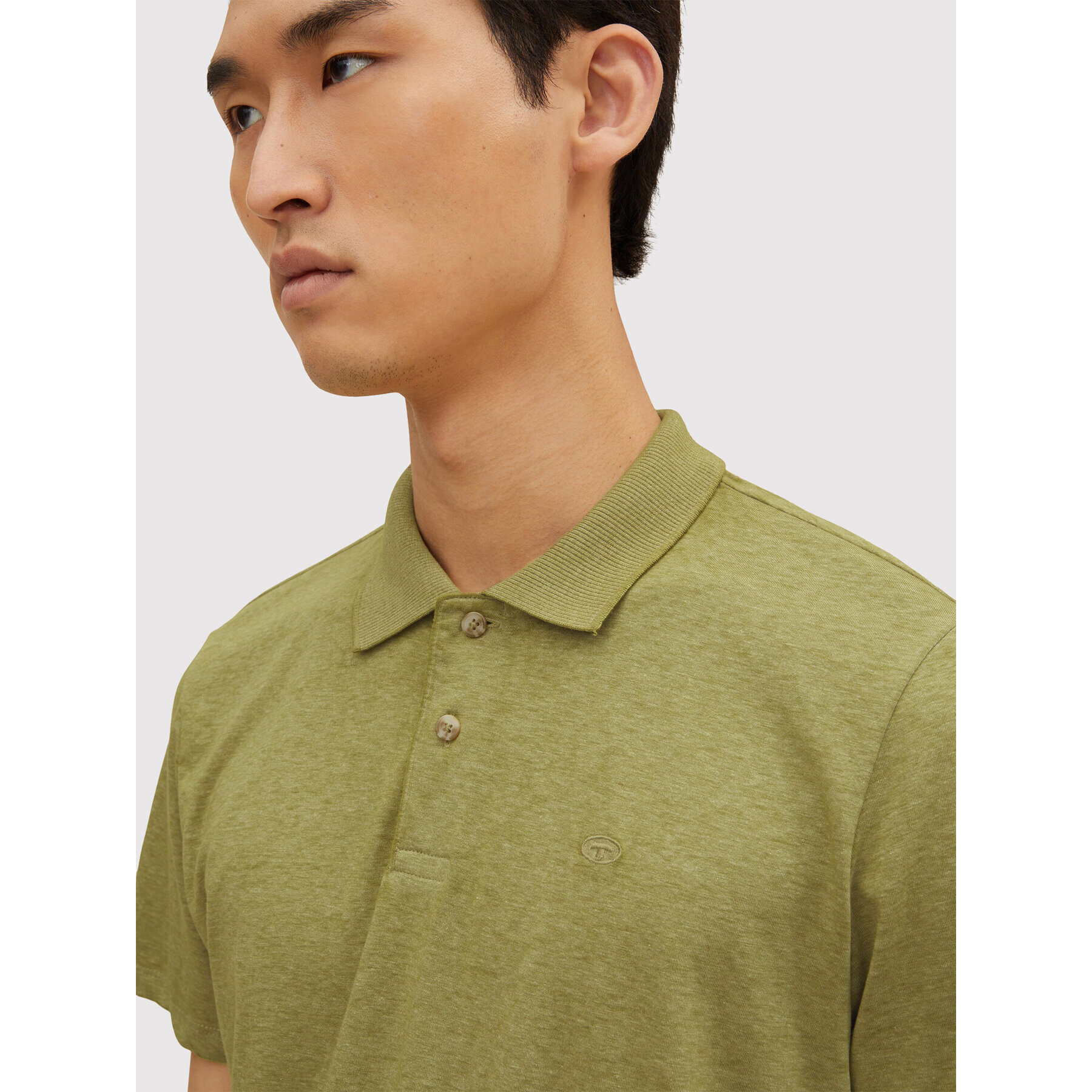 Tom Tailor Тениска с яка и копчета 1031653 Зелен Regular Fit - Pepit.bg