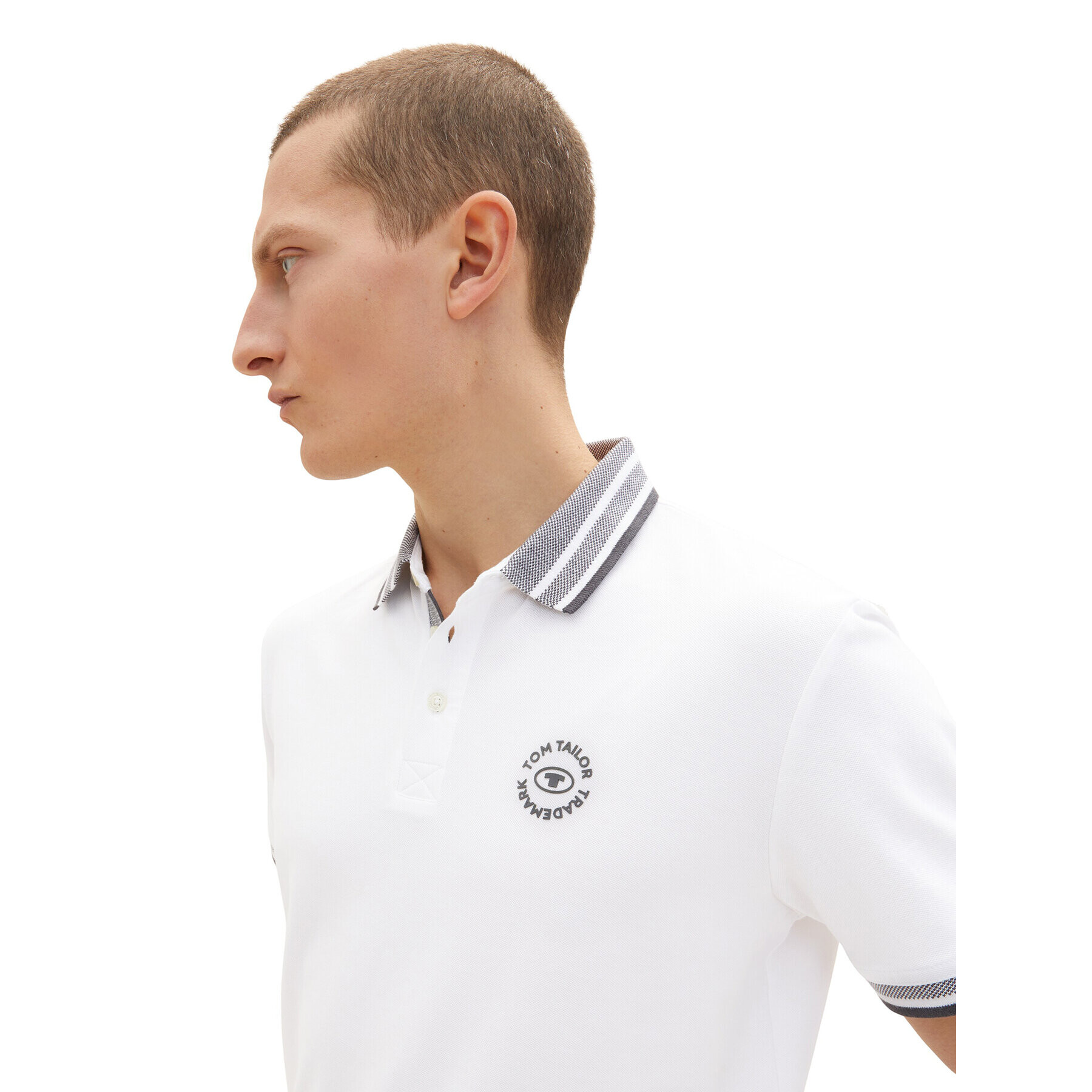 Tom Tailor Тениска с яка и копчета 1035575 Бял - Pepit.bg