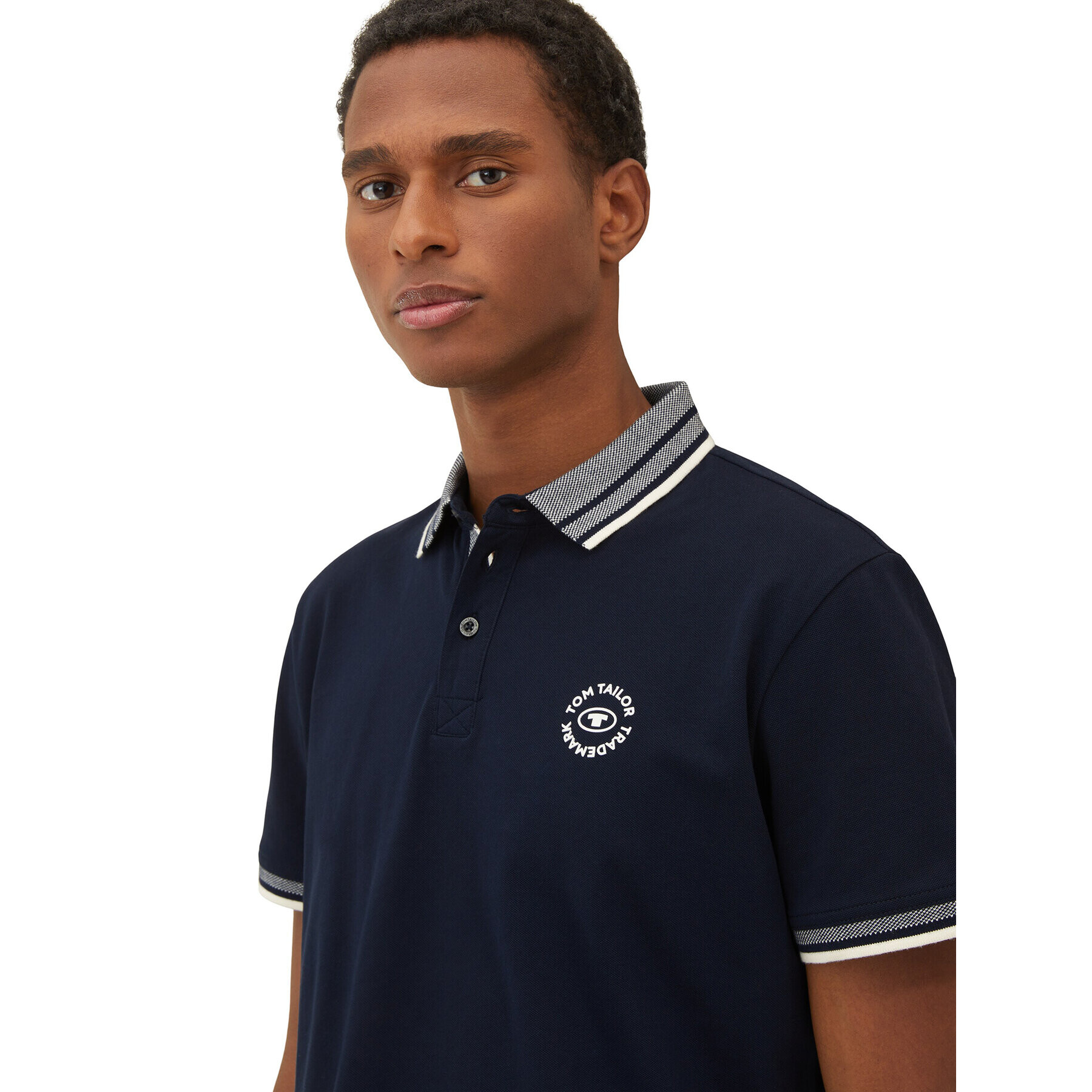Tom Tailor Тениска с яка и копчета 1035575 Тъмносин Regular Fit - Pepit.bg