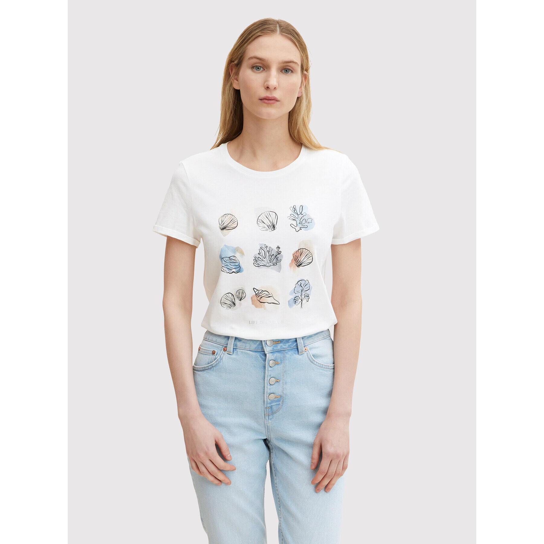 Tom Tailor Тишърт 1030418 Бял Regular Fit - Pepit.bg
