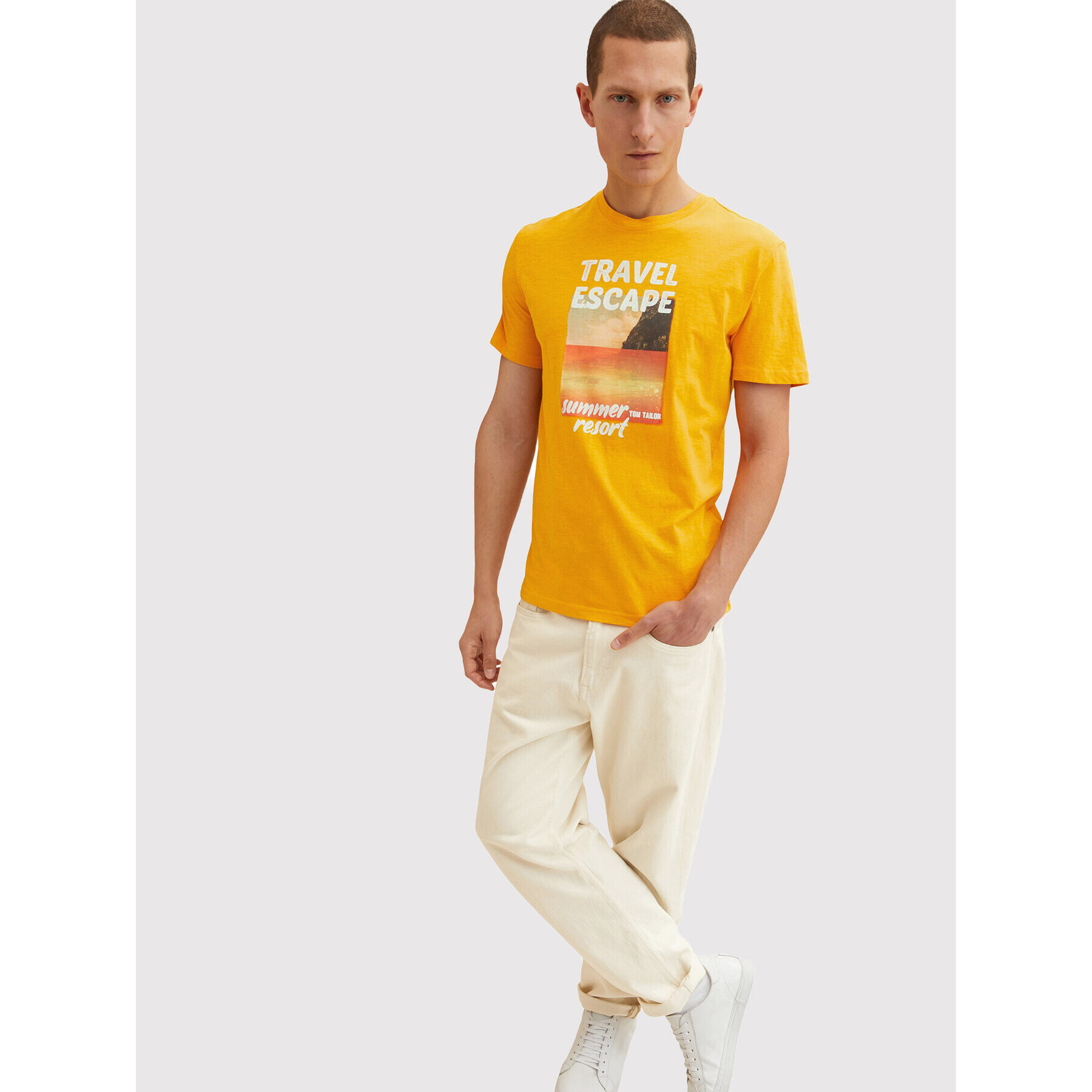 Tom Tailor Тишърт 1031626 Жълт Regular Fit - Pepit.bg