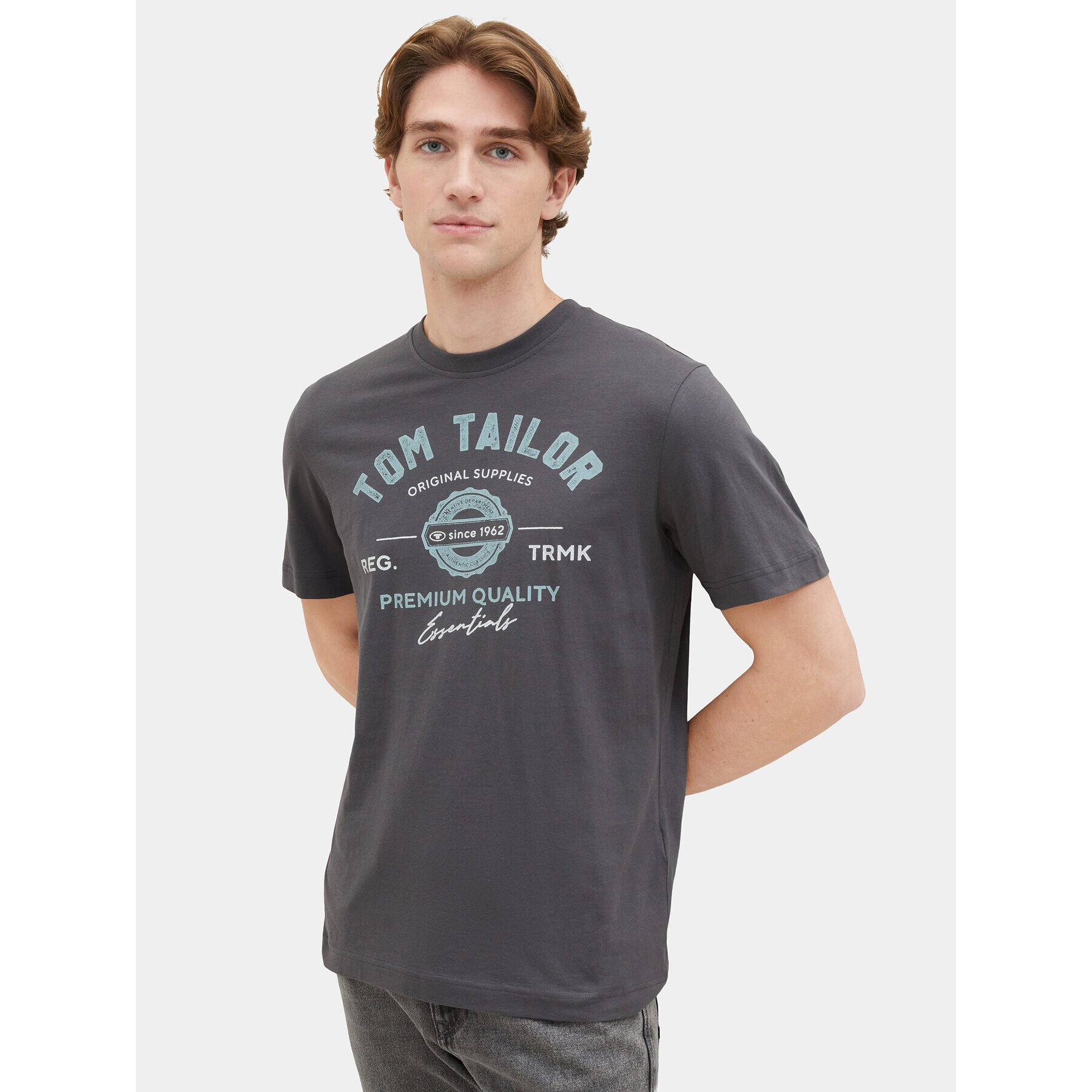 Tom Tailor Тишърт 1037735 Сив Regular Fit - Pepit.bg