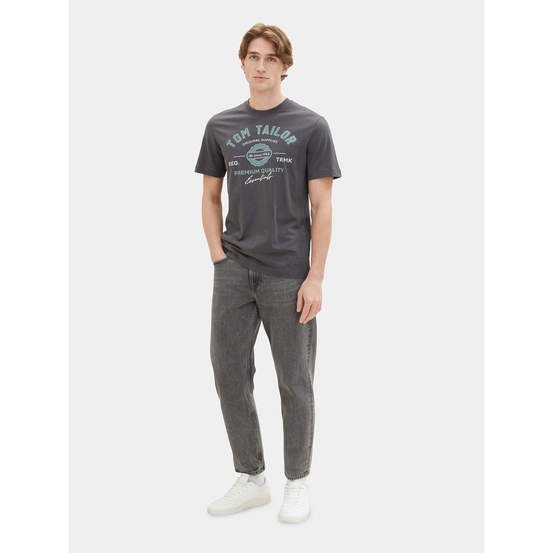 Tom Tailor Тишърт 1037735 Сив Regular Fit - Pepit.bg