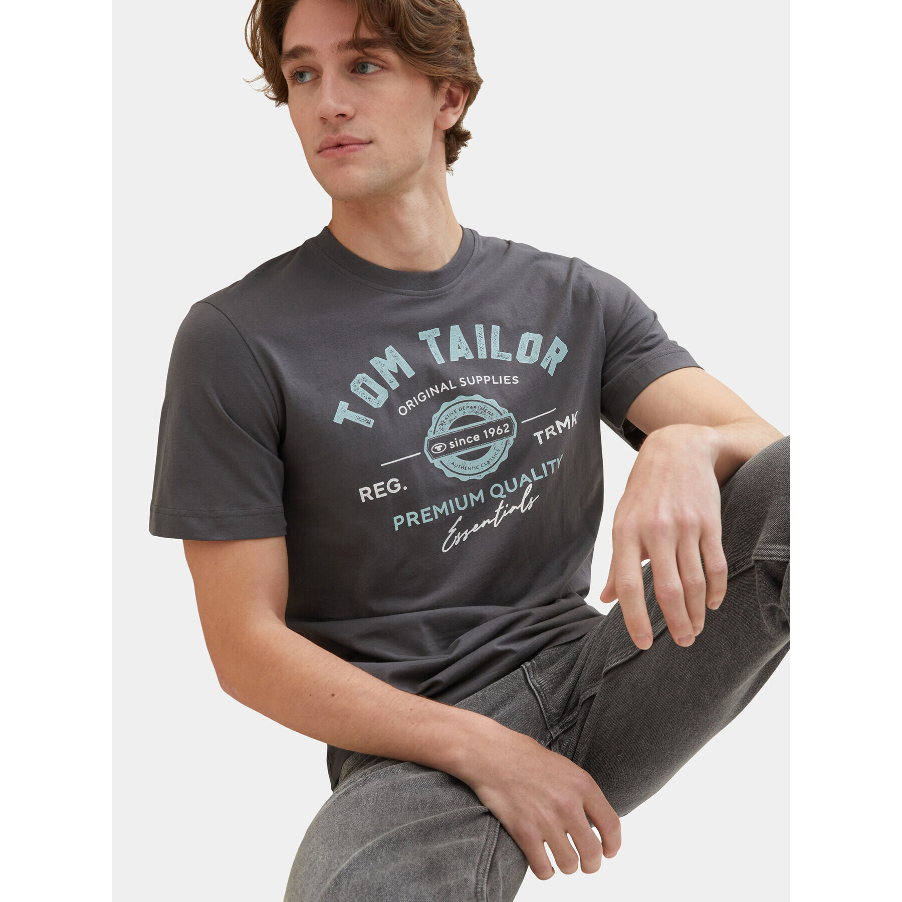 Tom Tailor Тишърт 1037735 Сив Regular Fit - Pepit.bg