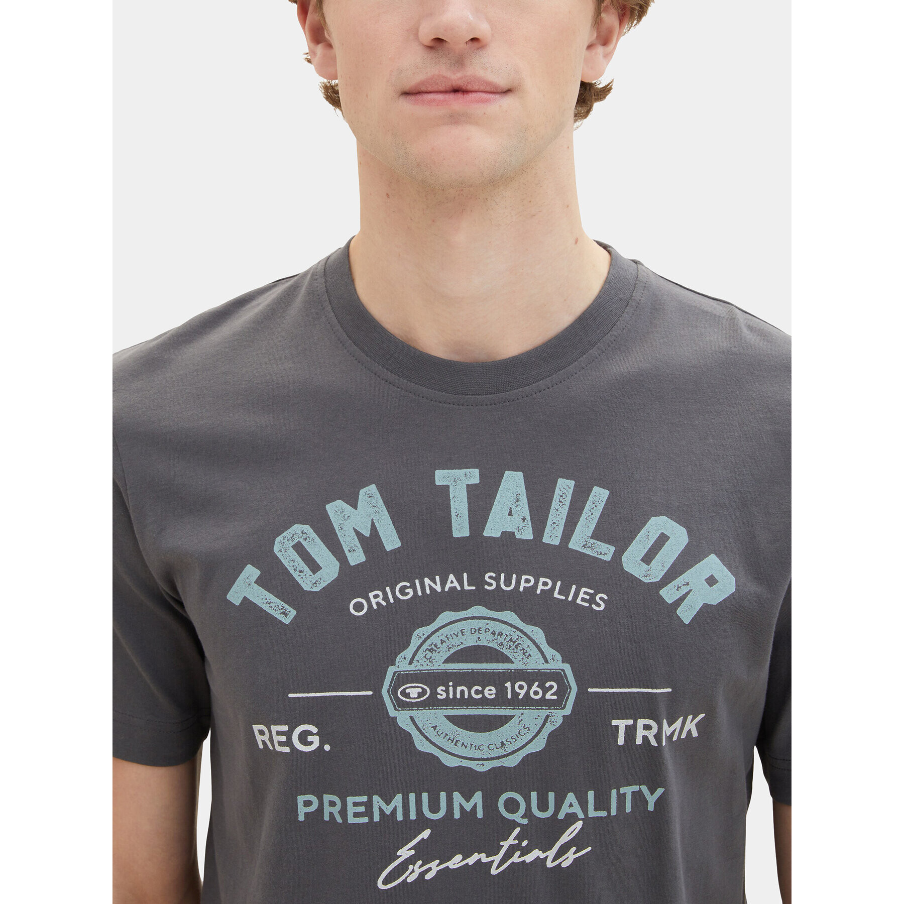 Tom Tailor Тишърт 1037735 Сив Regular Fit - Pepit.bg