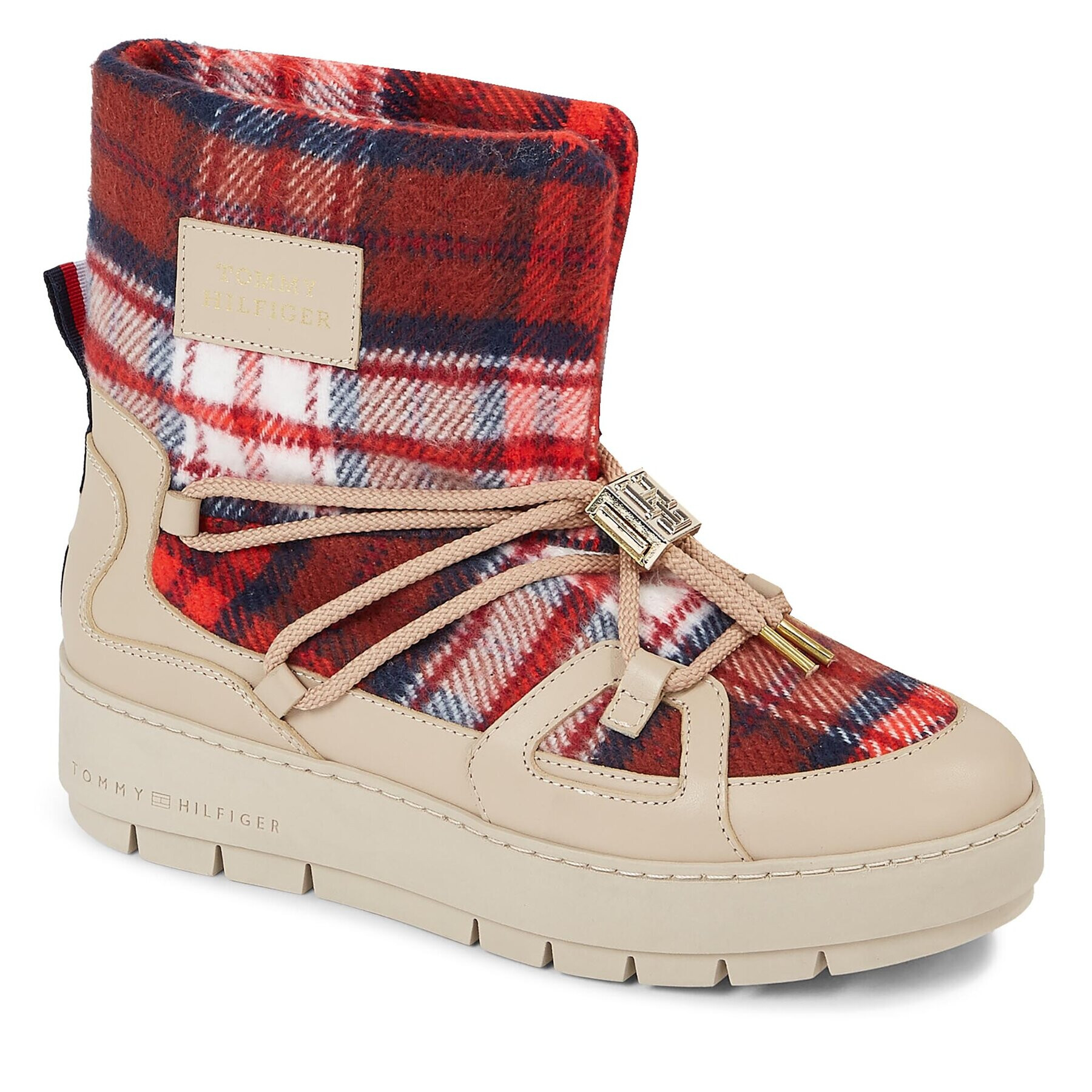 Tommy Hilfiger Апрески Tartan Snowboot FW0FW07612 Бежов - Pepit.bg