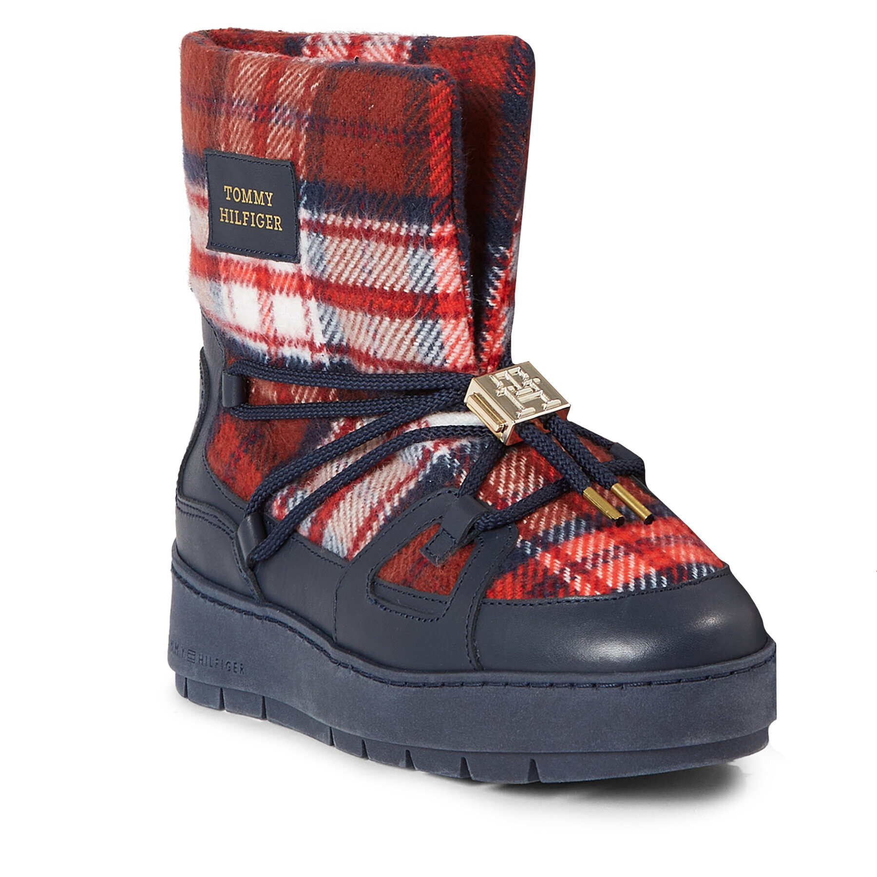 Tommy Hilfiger Апрески Tartan Snowboot FW0FW07612 Син - Pepit.bg