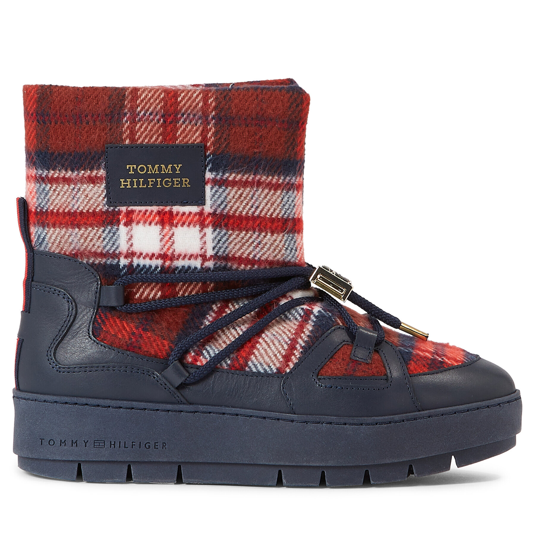 Tommy Hilfiger Апрески Tartan Snowboot FW0FW07612 Син - Pepit.bg