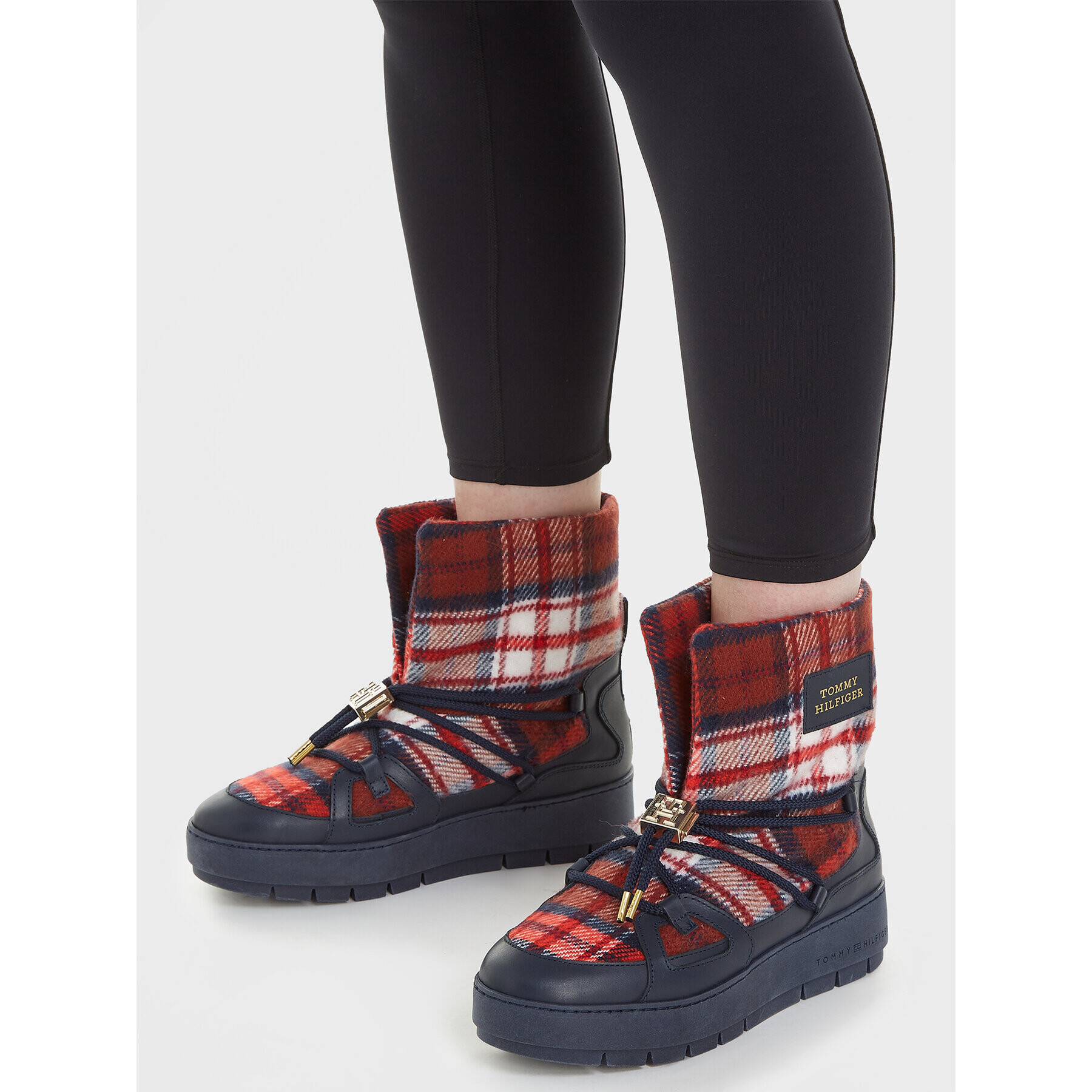 Tommy Hilfiger Апрески Tartan Snowboot FW0FW07612 Син - Pepit.bg