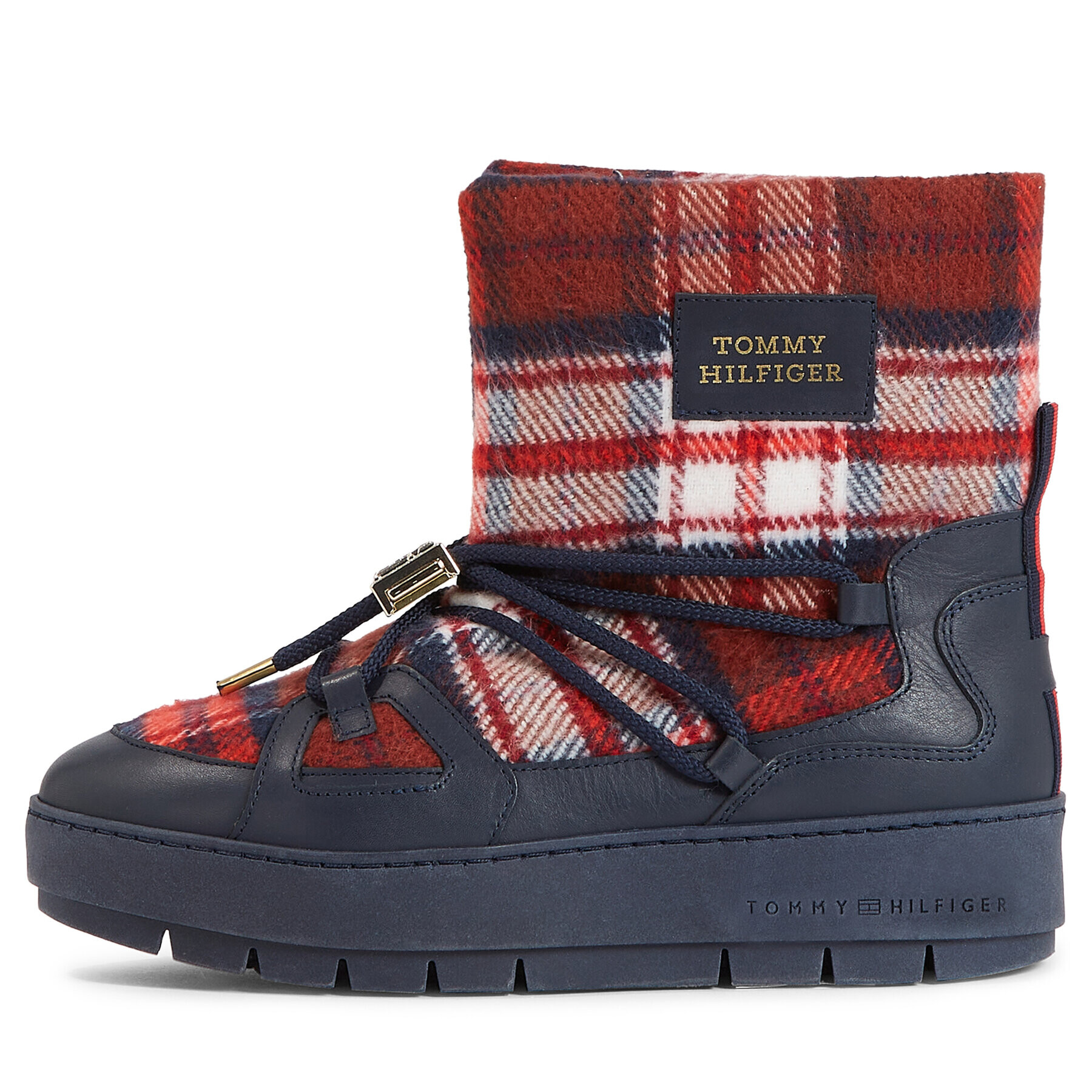 Tommy Hilfiger Апрески Tartan Snowboot FW0FW07612 Син - Pepit.bg