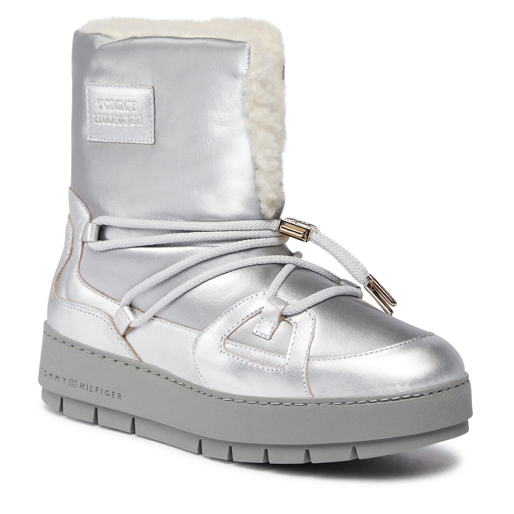 Tommy Hilfiger Апрески Tommy Essential Silver Snowboot FW0FW07506 Сив - Pepit.bg