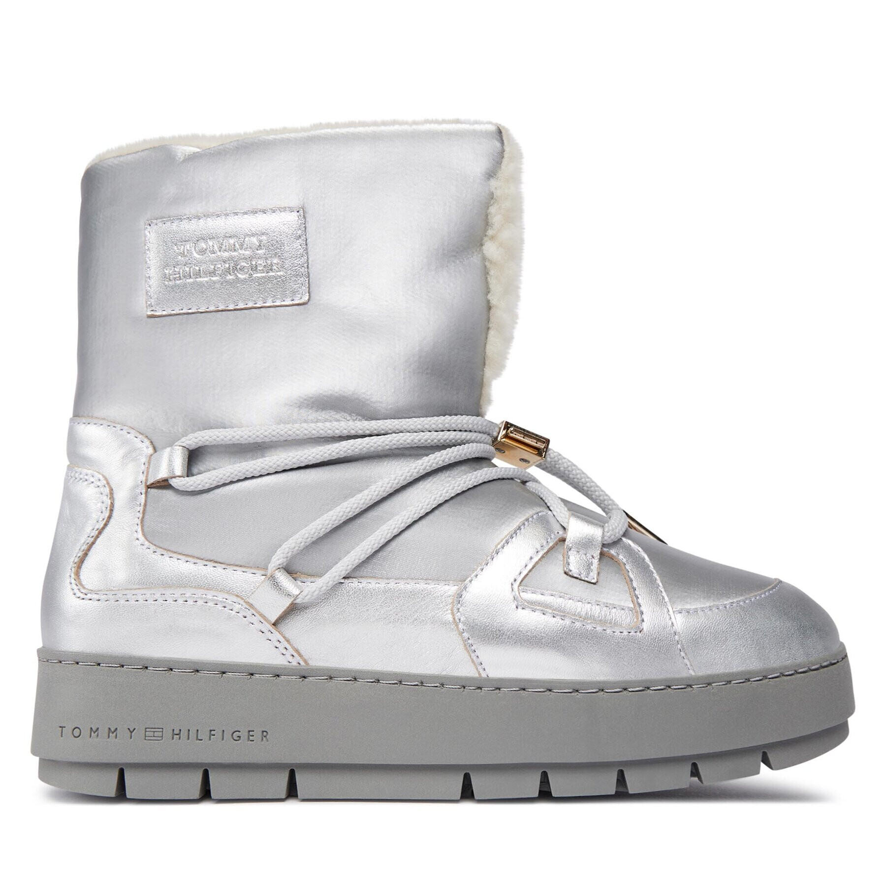 Tommy Hilfiger Апрески Tommy Essential Silver Snowboot FW0FW07506 Сив - Pepit.bg