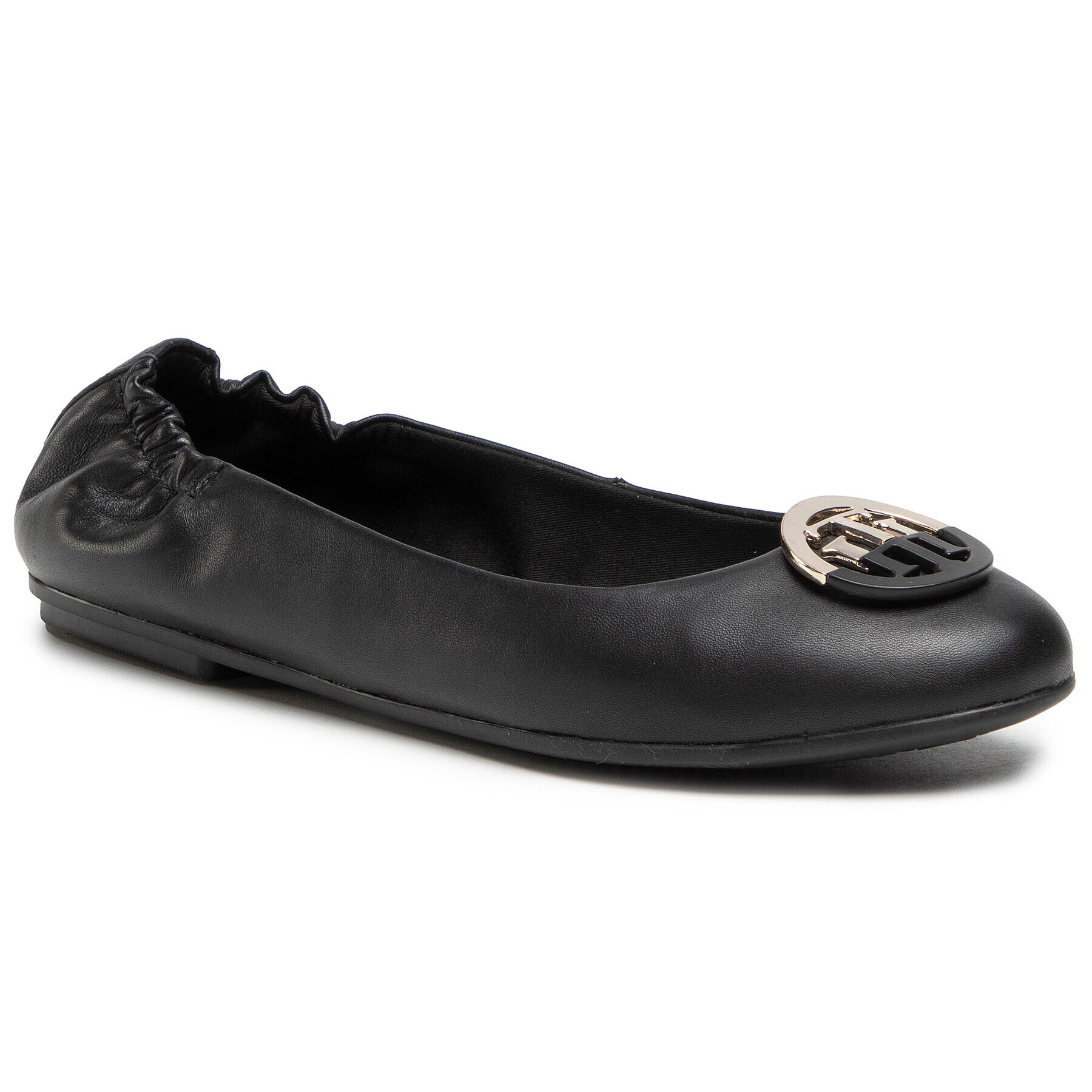Tommy Hilfiger Балеринки Th Basic Leather Ballerina FW0FW05727 Черен - Pepit.bg