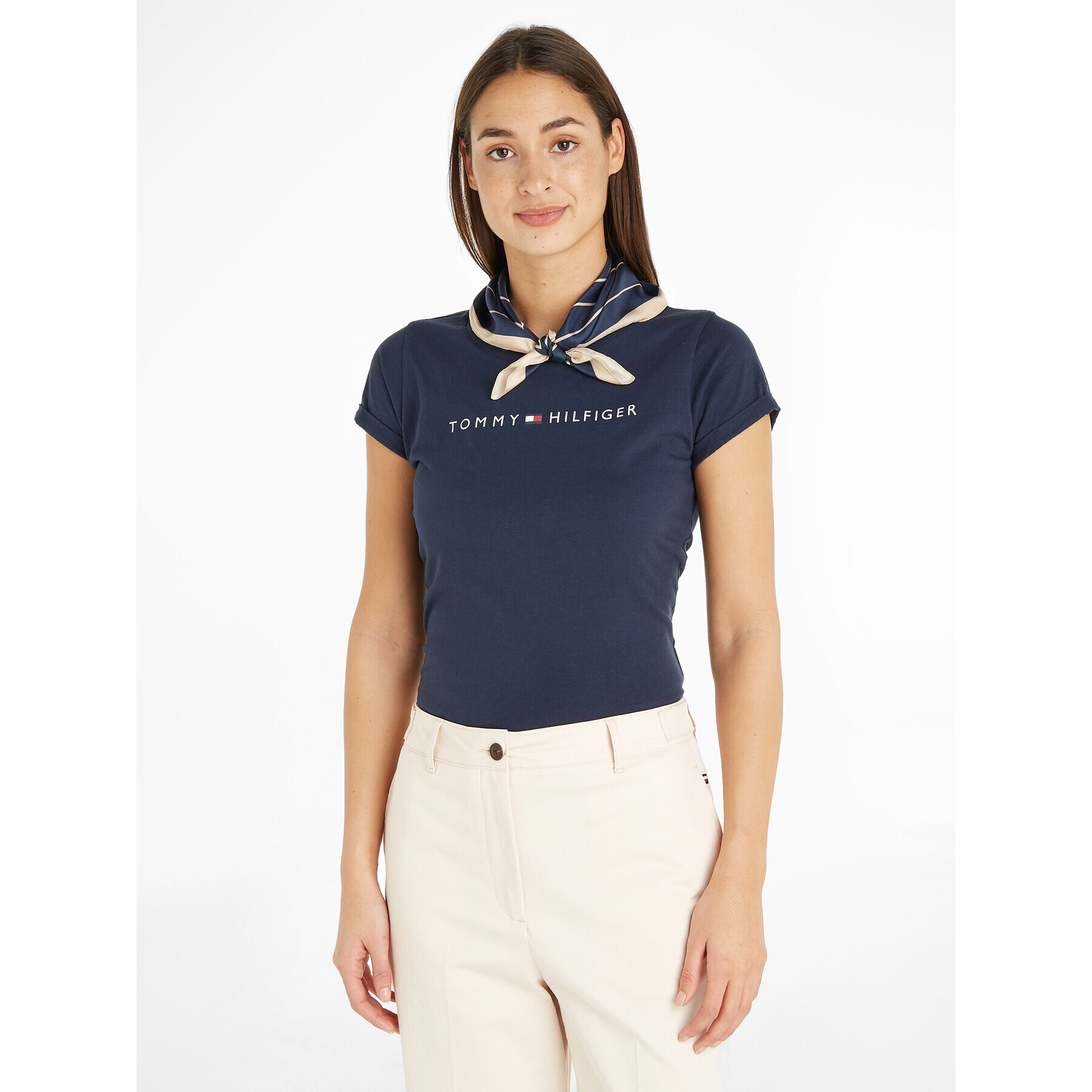 Tommy Hilfiger Бандана Monogram All Over Silk & Box AW0AW15807 Тъмносин - Pepit.bg