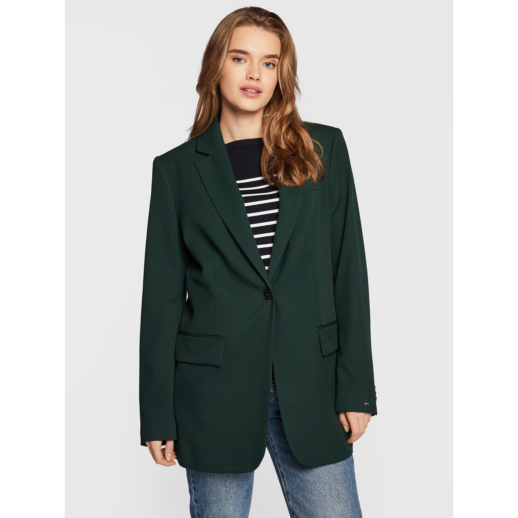 Tommy Hilfiger Блейзър WW0WW35633 Зелен Relaxed Fit - Pepit.bg