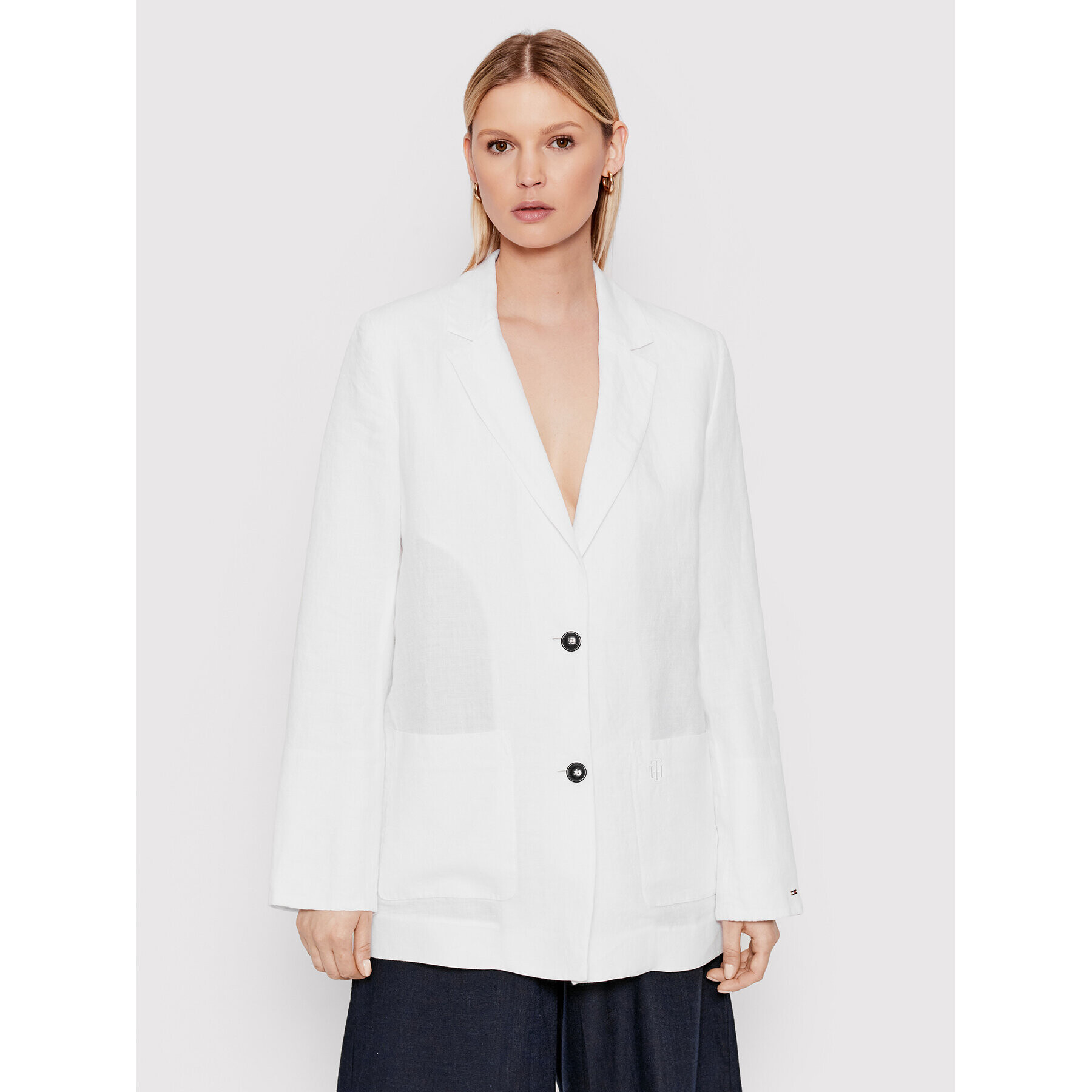 Tommy Hilfiger Блейзър WW0WW33195 Бял Relaxed Fit - Pepit.bg