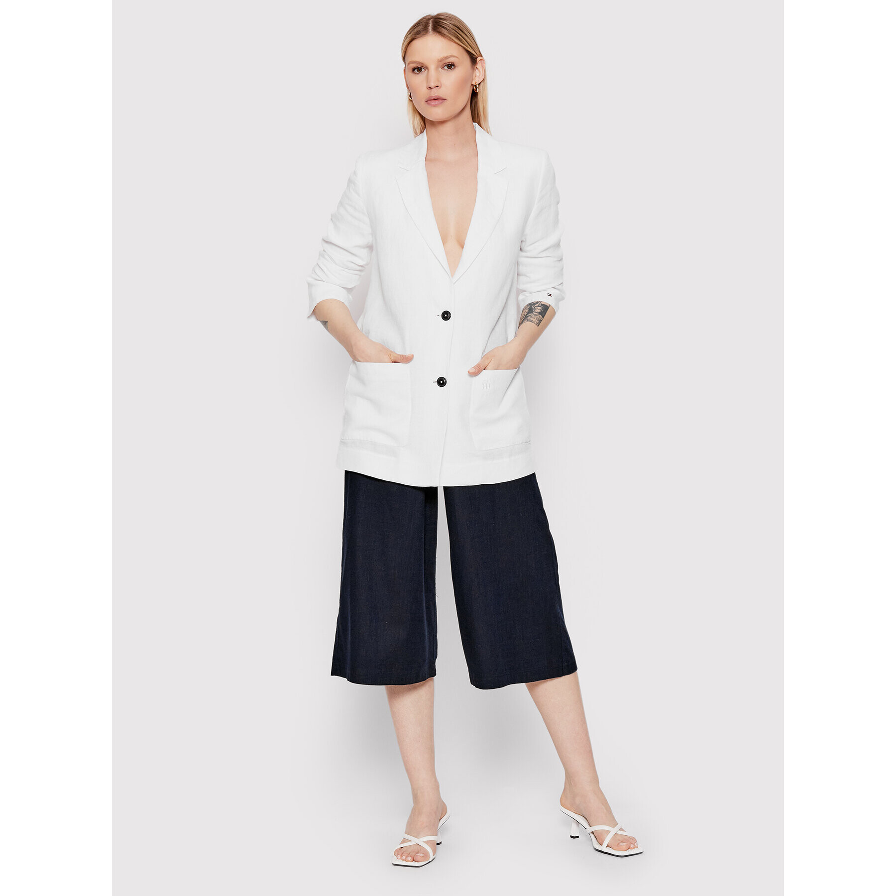 Tommy Hilfiger Блейзър WW0WW33195 Бял Relaxed Fit - Pepit.bg