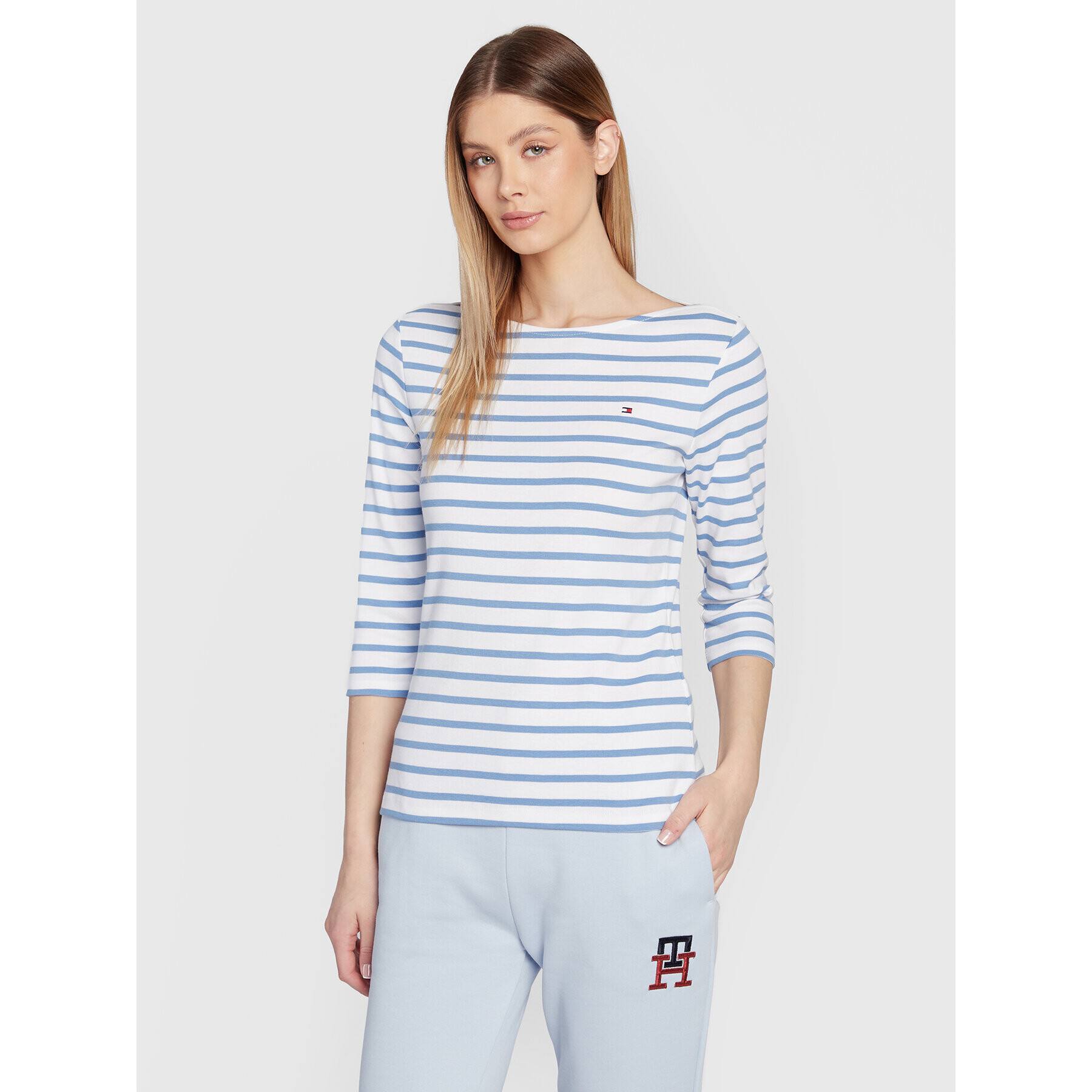 Tommy Hilfiger Блуза Boat WW0WW27724 Бял Slim Fit - Pepit.bg