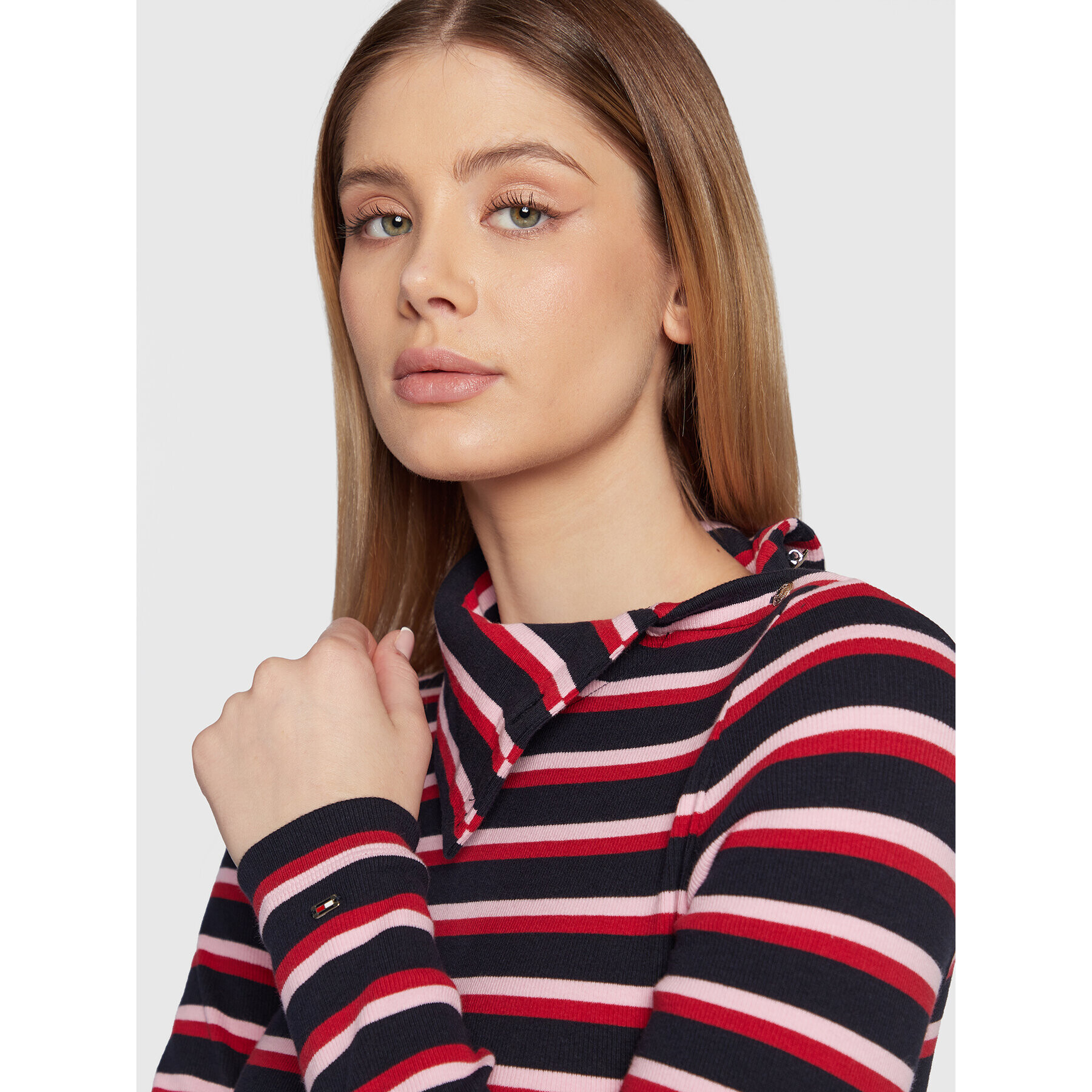 Tommy Hilfiger Блуза Button Rib WW0WW37209 Тъмносин Slim Fit - Pepit.bg