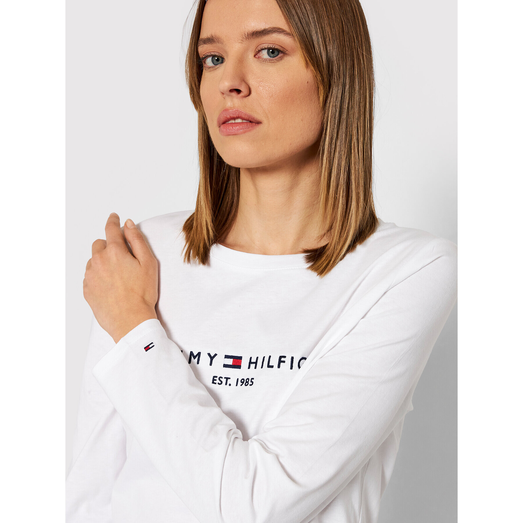 Tommy Hilfiger Блуза C-nk WW0WW30720 Бял Regular Fit - Pepit.bg