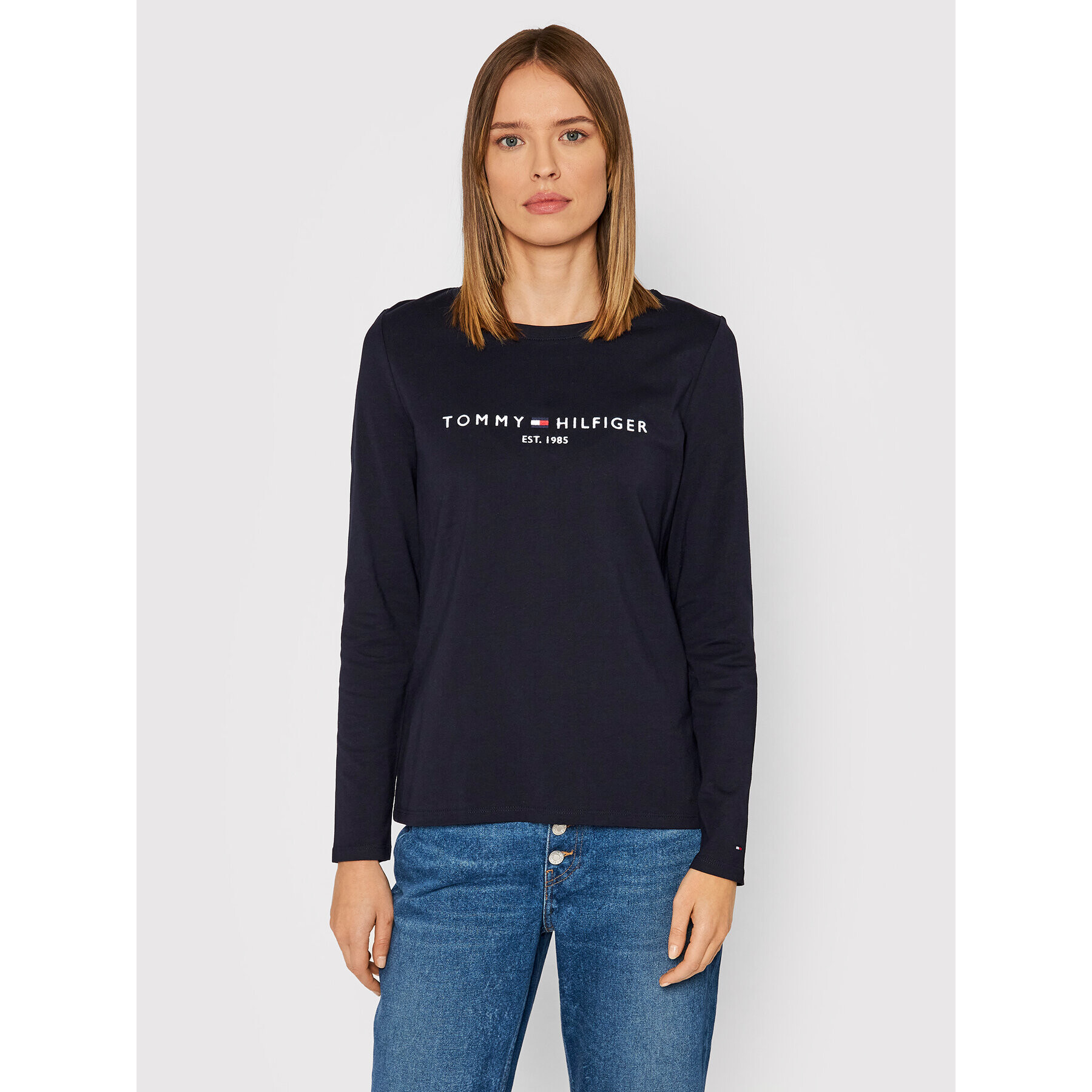 Tommy Hilfiger Блуза C-Nk WW0WW30720 Тъмносин Regular Fit - Pepit.bg