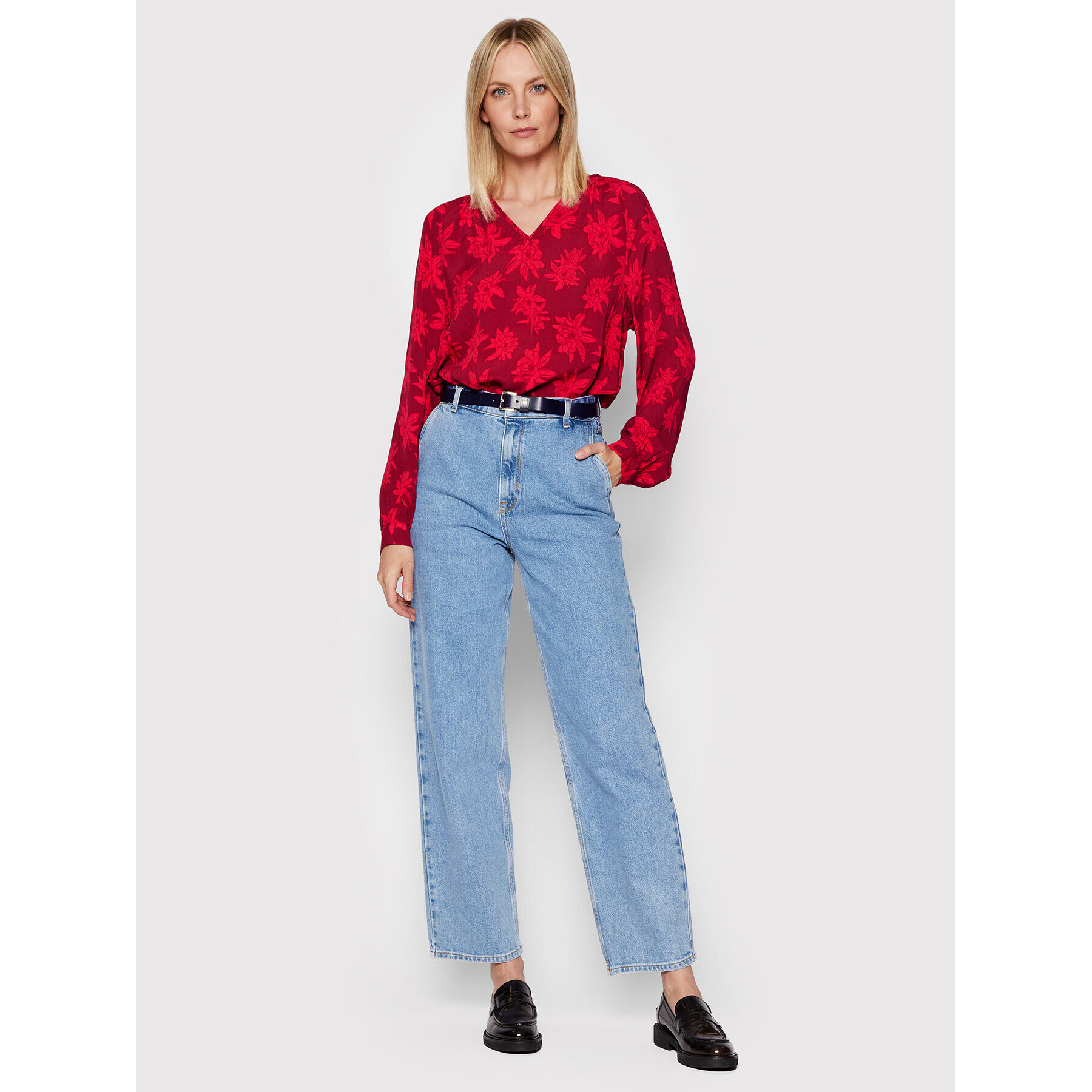 Tommy Hilfiger Блуза Crepe Floral WW0WW33470 Червен Regular Fit - Pepit.bg