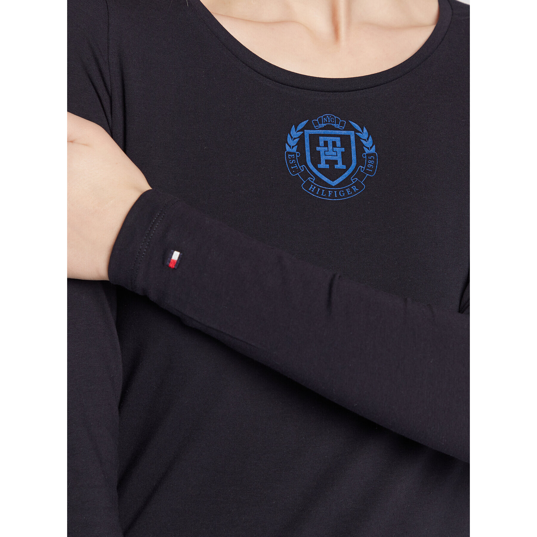 Tommy Hilfiger Блуза Crest WW0WW37205 Тъмносин Slim Fit - Pepit.bg