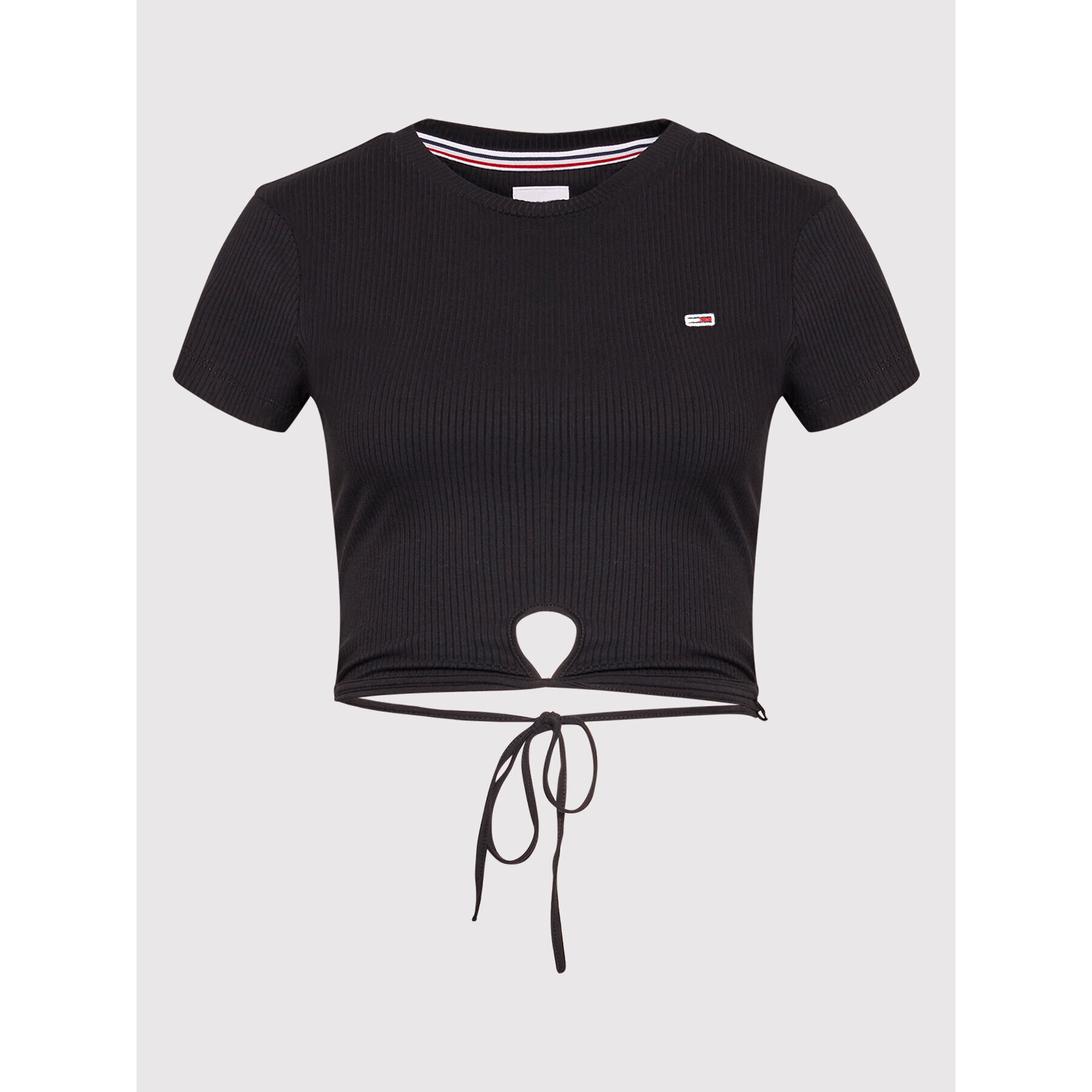 Tommy Hilfiger Блуза Crop Strap DW0DW12603 Черен Regular Fit - Pepit.bg