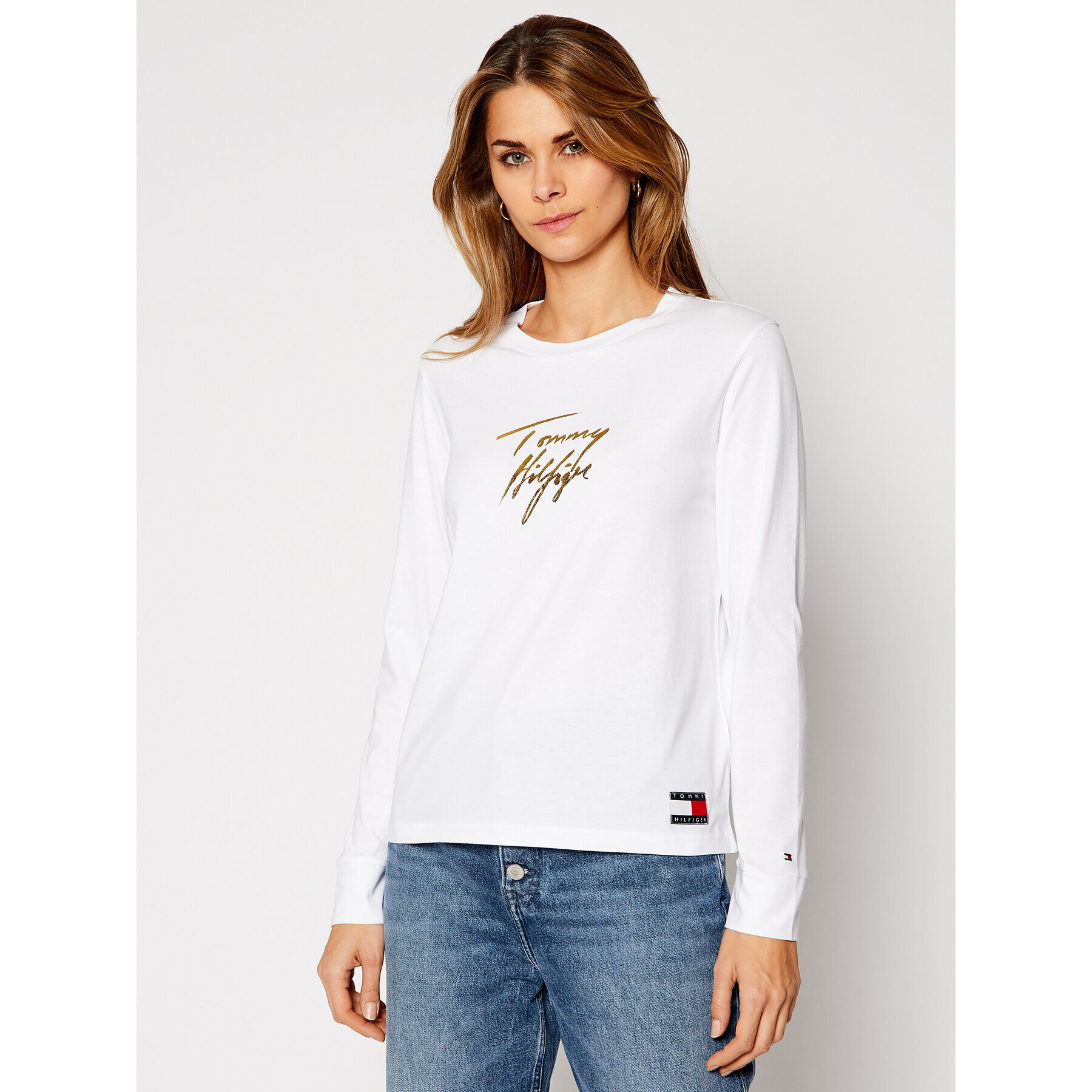 Tommy Hilfiger Блуза Gold UW0UW02552 Бял Regular Fit - Pepit.bg