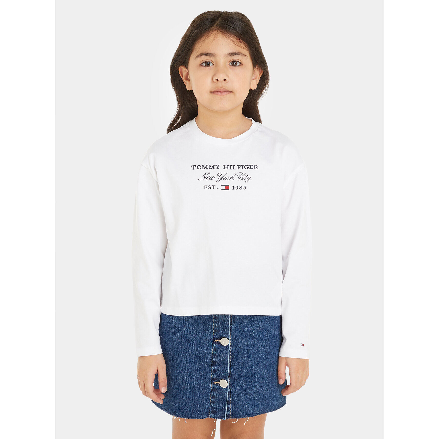 Tommy Hilfiger Блуза KG0KG07643 M Бял Regular Fit - Pepit.bg