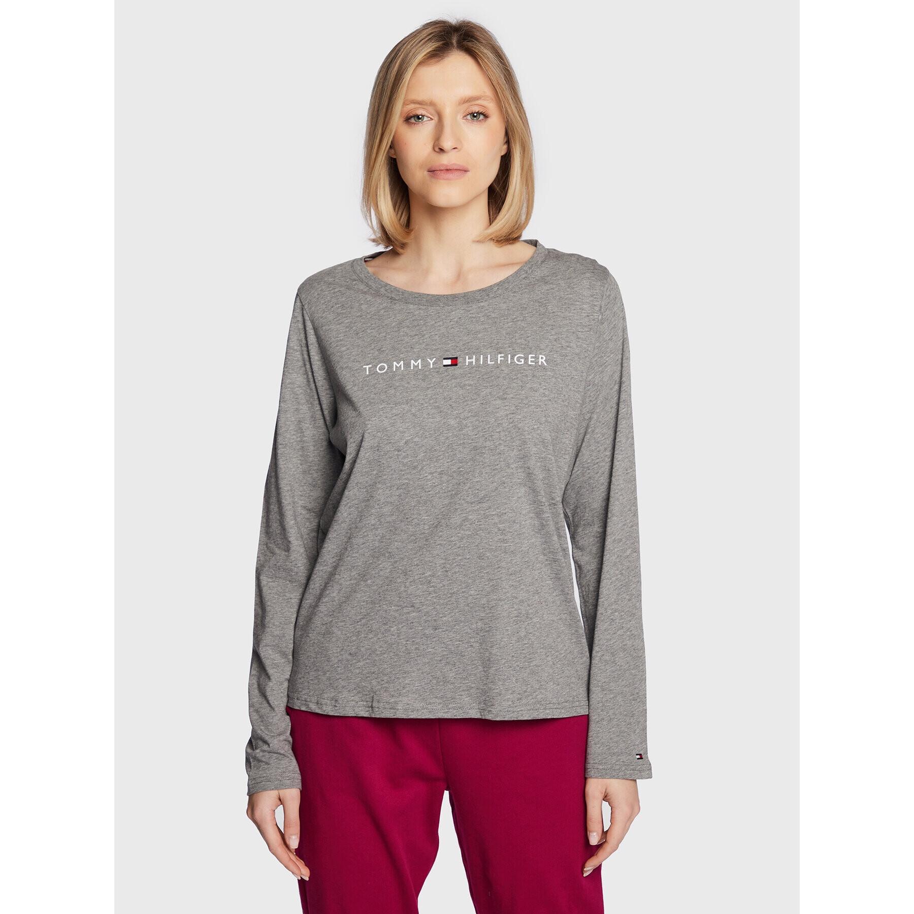 Tommy Hilfiger Блуза Logo UW0UW01910 Сив Regular Fit - Pepit.bg
