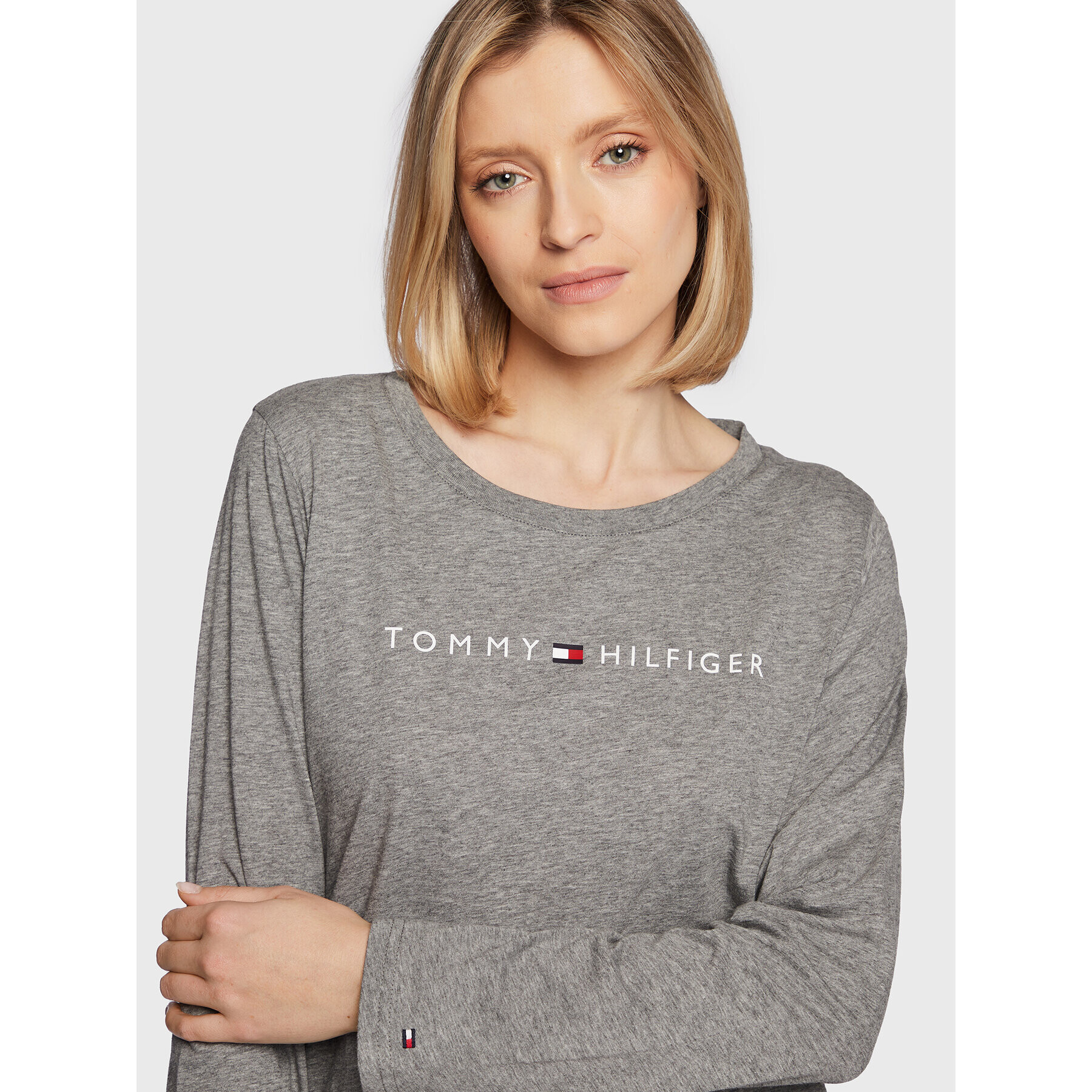 Tommy Hilfiger Блуза Logo UW0UW01910 Сив Regular Fit - Pepit.bg