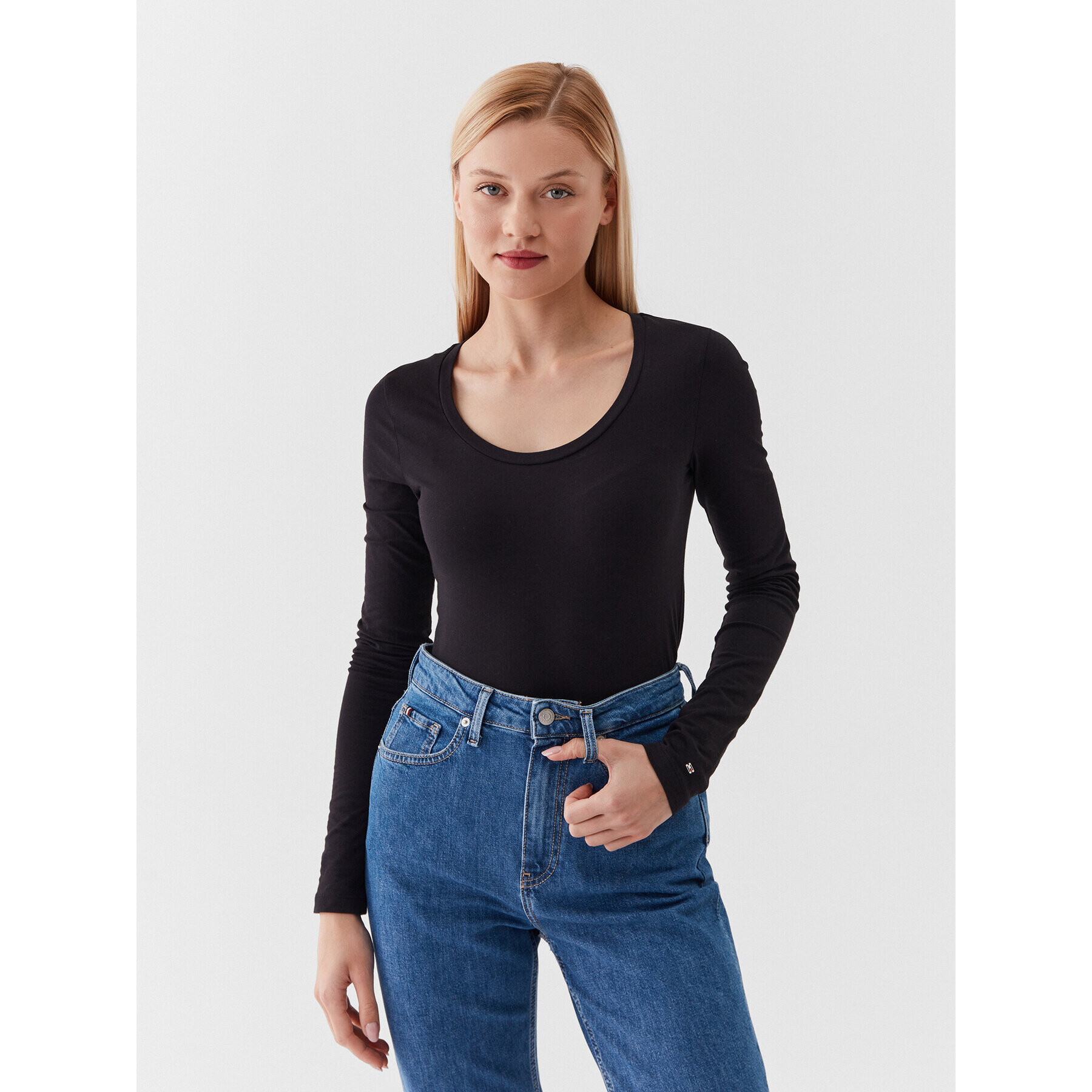 Tommy Hilfiger Блуза Modern WW0WW39147 Черен Slim Fit - Pepit.bg