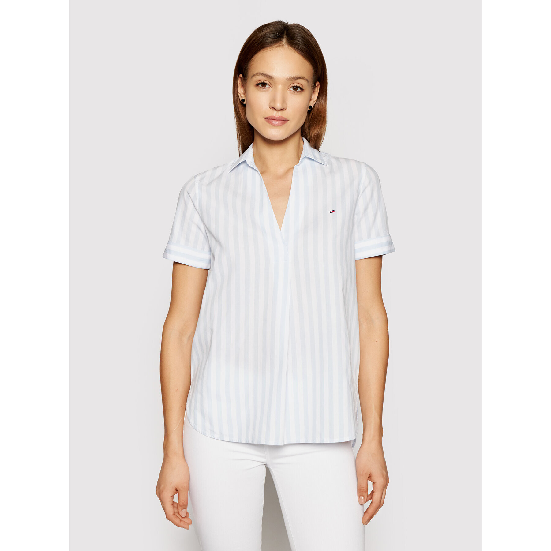 Tommy Hilfiger Блуза Poplin WW0WW30304 Син Regular Fit - Pepit.bg