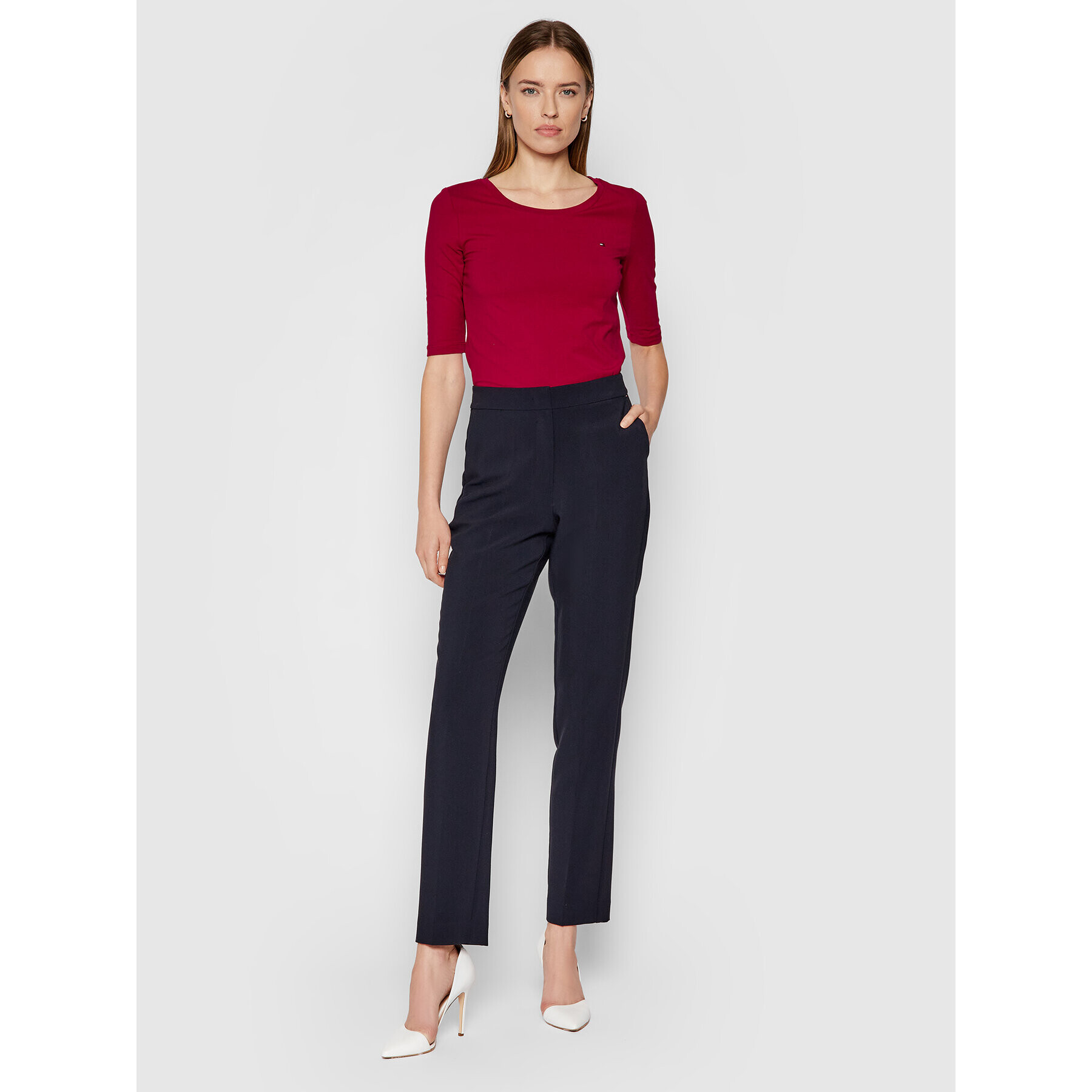 Tommy Hilfiger Блуза Th Cool Solid WW0WW26729 Бордо Slim Fit - Pepit.bg