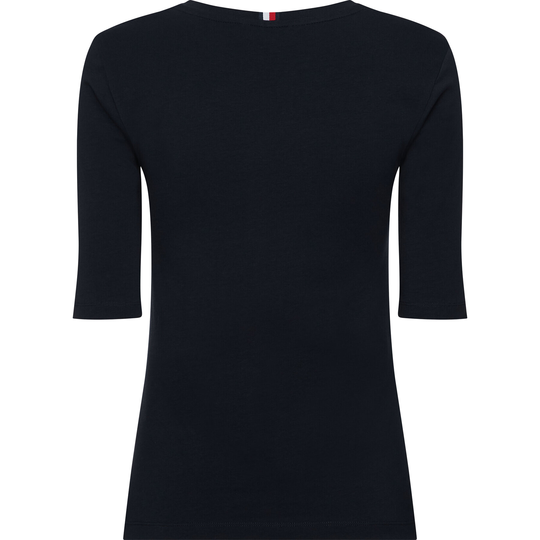 Tommy Hilfiger Блуза Th Ess Solid V-Nk Top ½ Slv WW0WW27963 Тъмносин Regular Fit - Pepit.bg