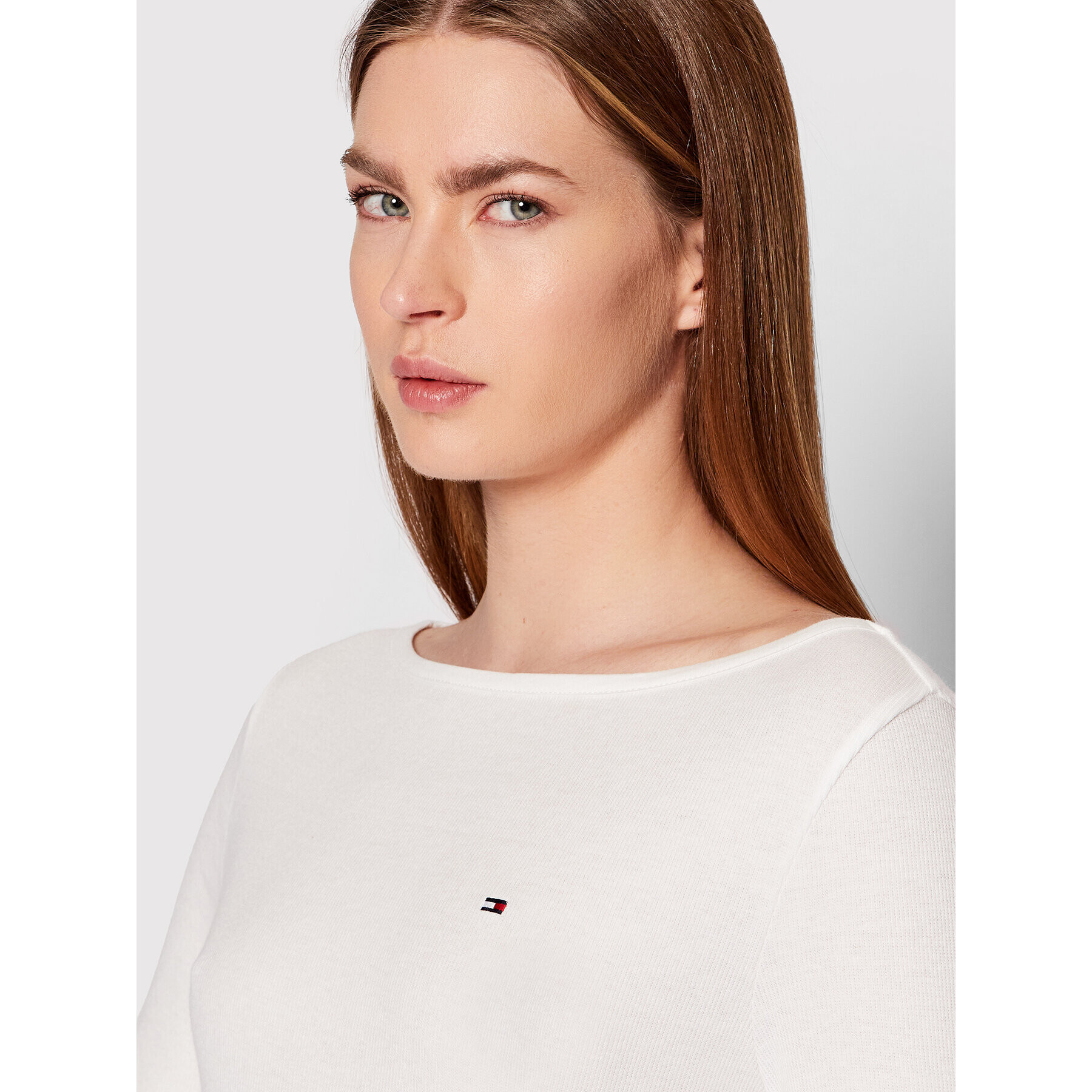 Tommy Hilfiger Блуза WW0WW33800 Бял Slim Fit - Pepit.bg